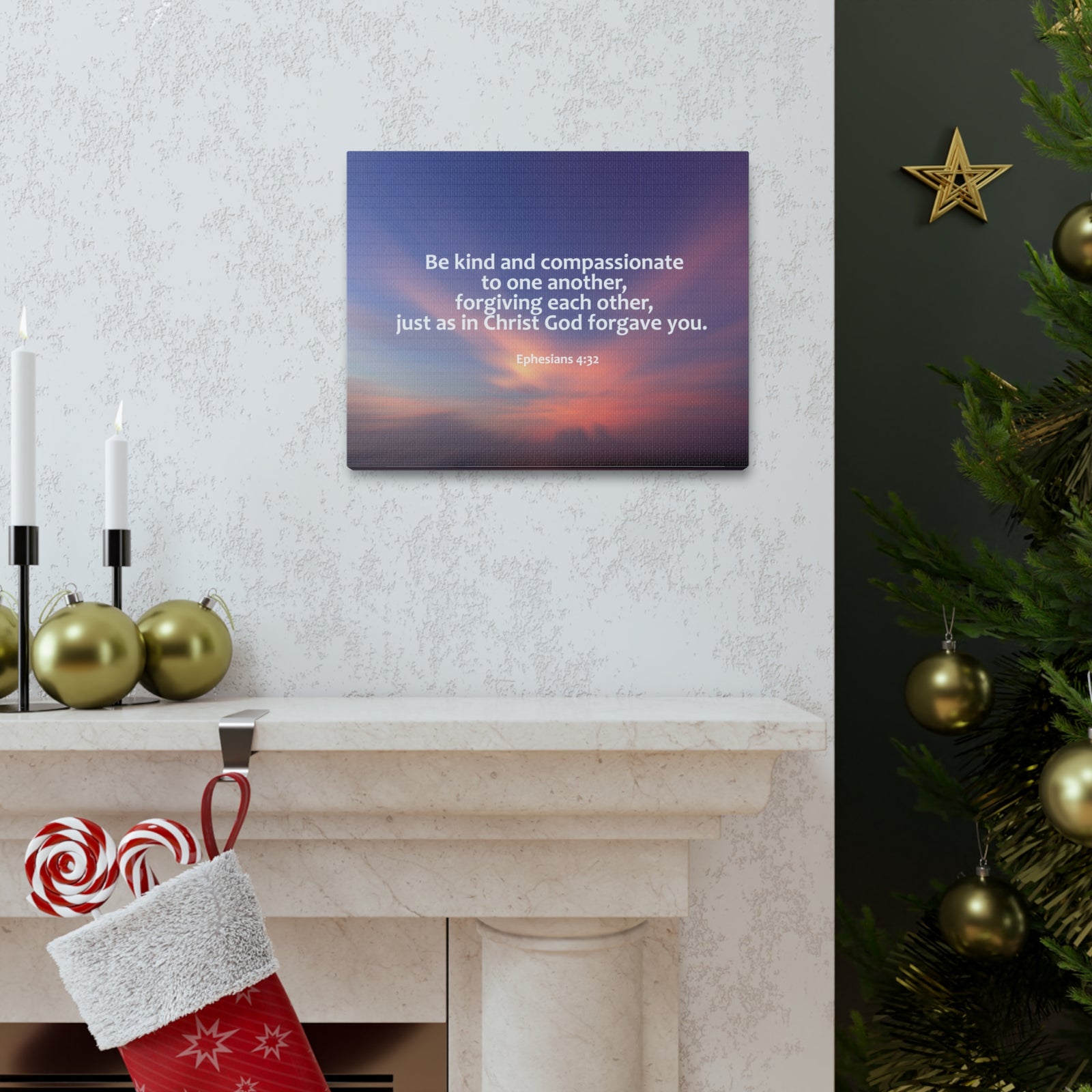 Scripture Canvas Kind and Compassionate Ephesians 4:32 Christian Wall Art Bible Verse Print Ready to Hang-Express Your Love Gifts