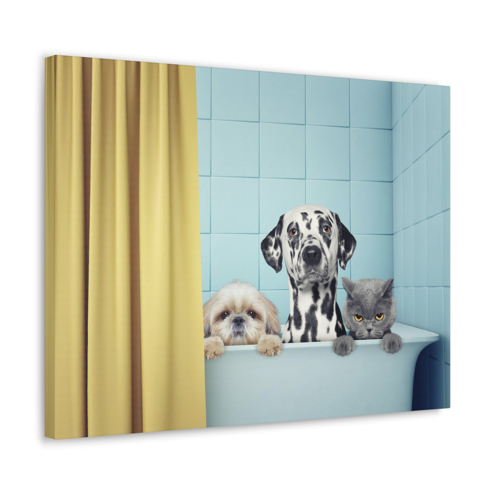 Cute Two Dogs and Cat Canvas Wall Art for Home Decor Ready-to-Hang-Express Your Love Gifts