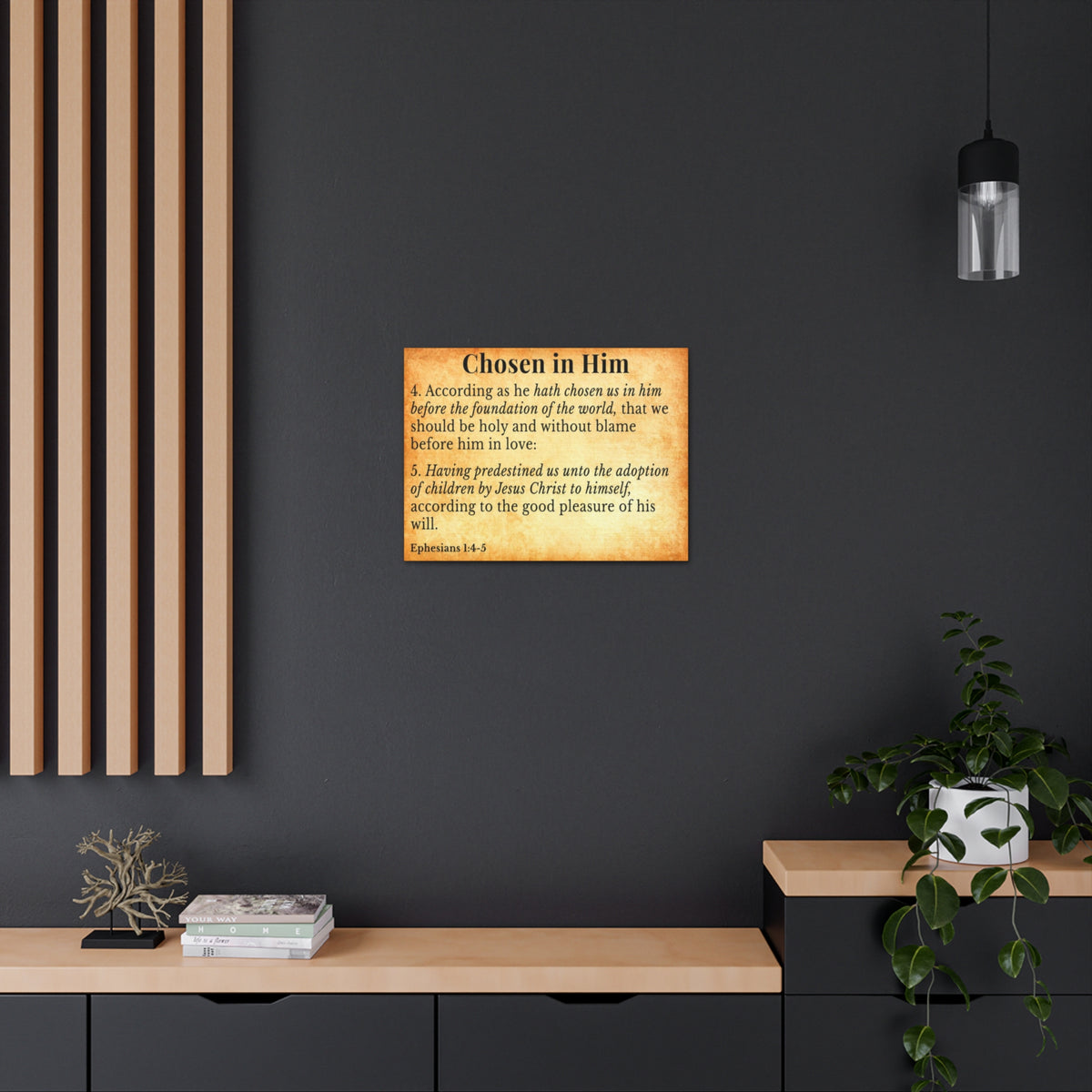 Scripture Walls Ephesians 1:4-5 Chosen in Christ Gold Bible Verse Canvas Christian Wall Art Ready to Hang Unframed-Express Your Love Gifts