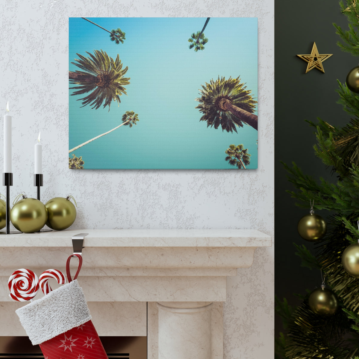 Los Angeles Palm Trees Modern Multicolor Scenic Nature Photography Canvas Home Office Decor Ready to Hang-Express Your Love Gifts
