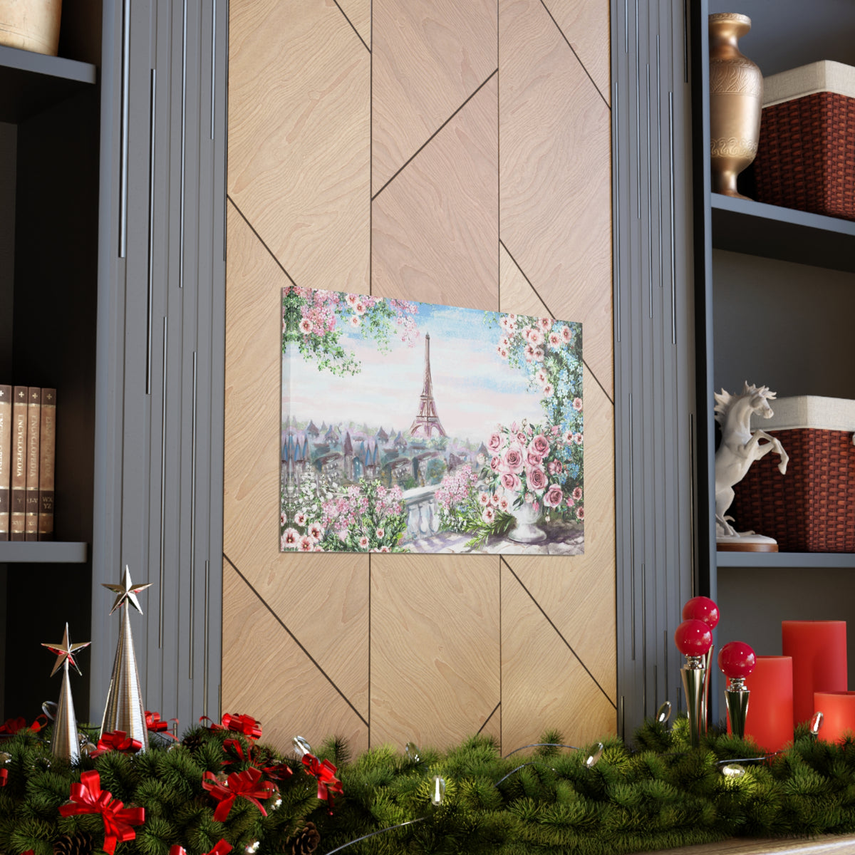 Paris Roses Pink Eiffel Tower France Canvas Artwork High-Quality Breathtaking French City for Home Decor Ready to Hang-Express Your Love Gifts
