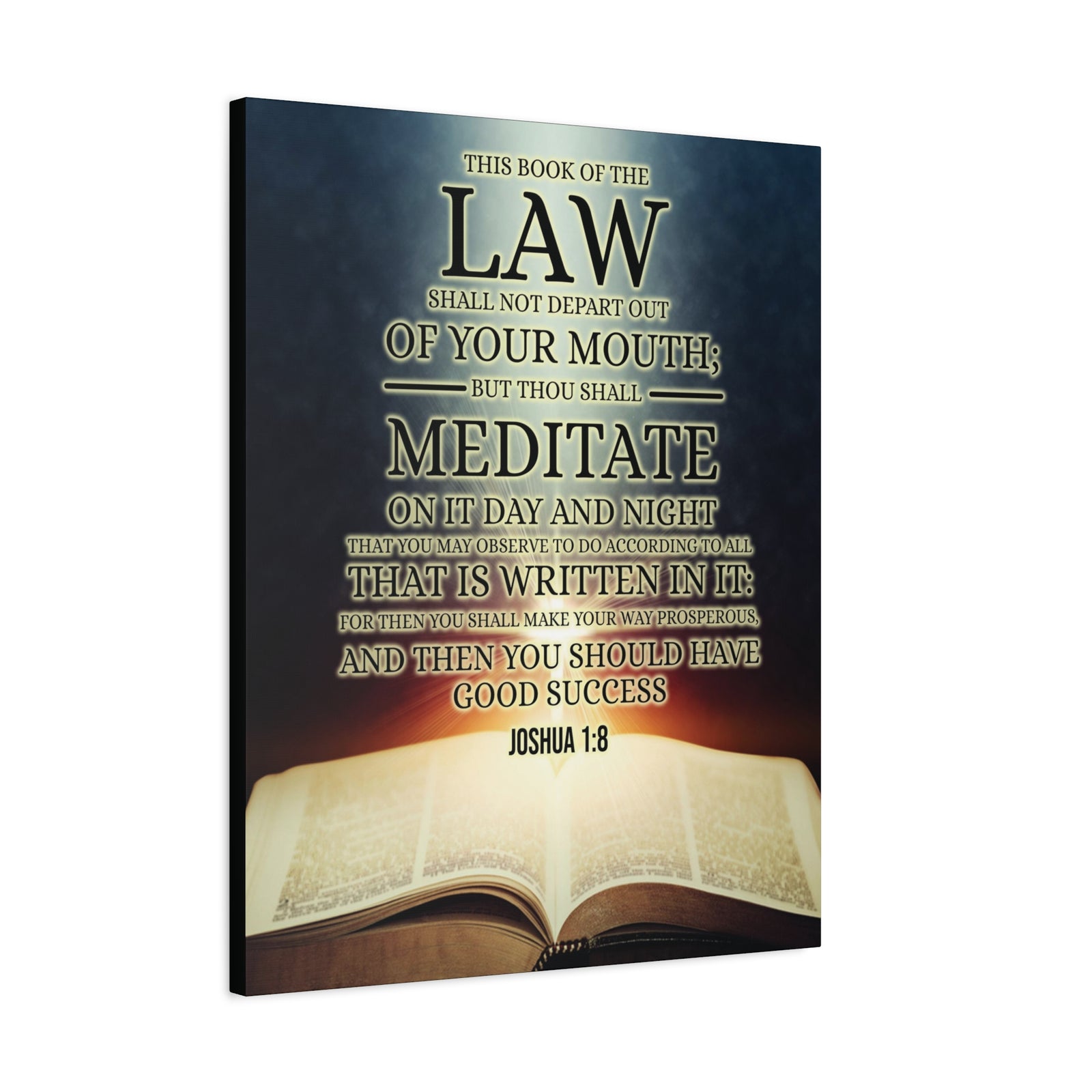 Scripture Canvas Book of the Law Joshua 1:8 Christian Wall Art Bible Verse Print Ready to Hang-Express Your Love Gifts