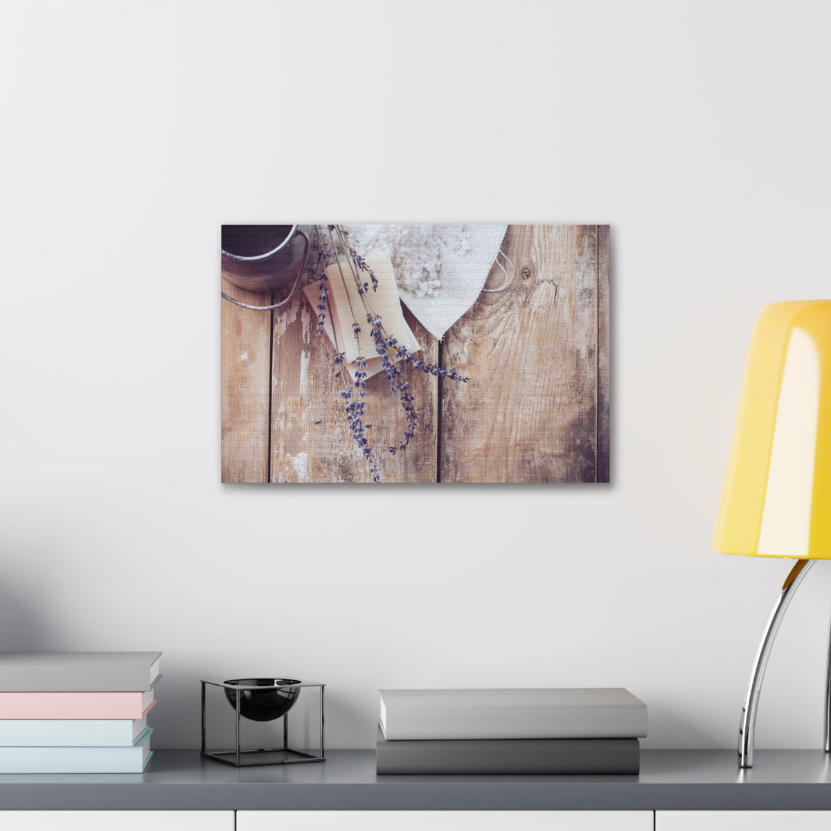 Lilac Flowers On Wooden Plank Rustic Country Background Canvas Wall Art for Home Decor Ready-to-Hang-Express Your Love Gifts