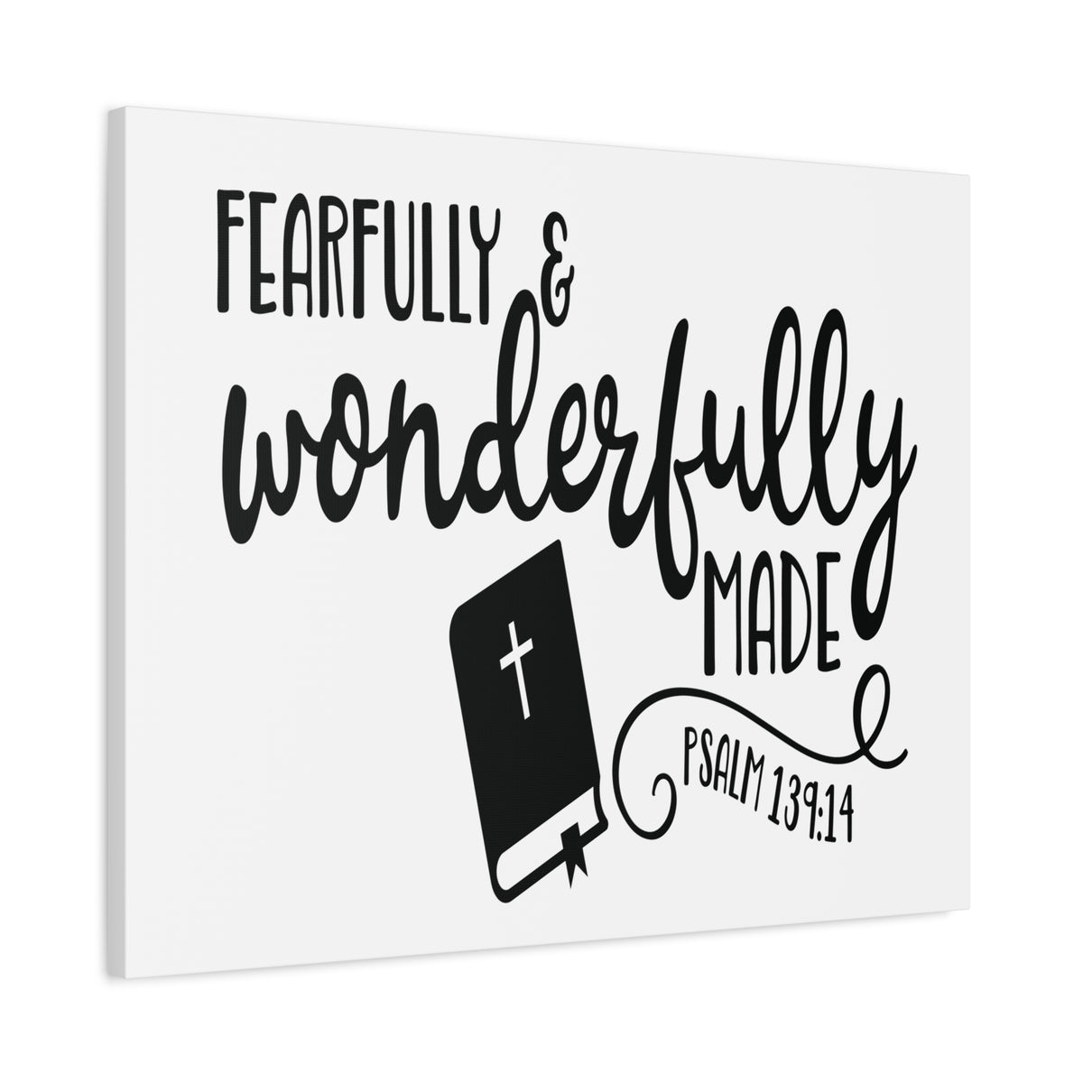 Scripture Canvas Fearfully and Wonderfully Psalm 139:14 Christian Wall Art Bible Verse Print Ready to Hang-Express Your Love Gifts