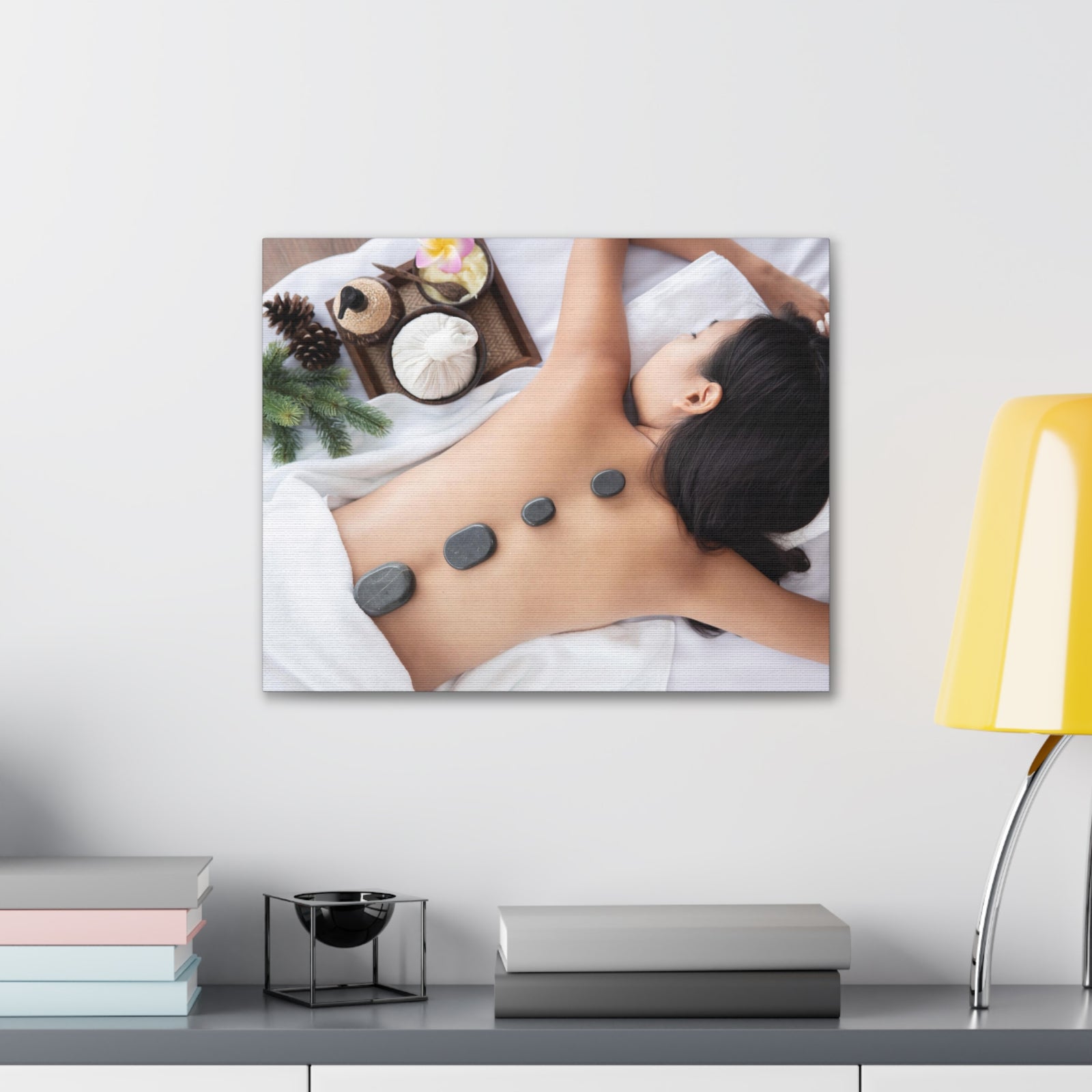 Rock Therapy Massage Forest Floral Nature Photography Canvas Wall Art for Home Decor Ready-to-Hang-Express Your Love Gifts