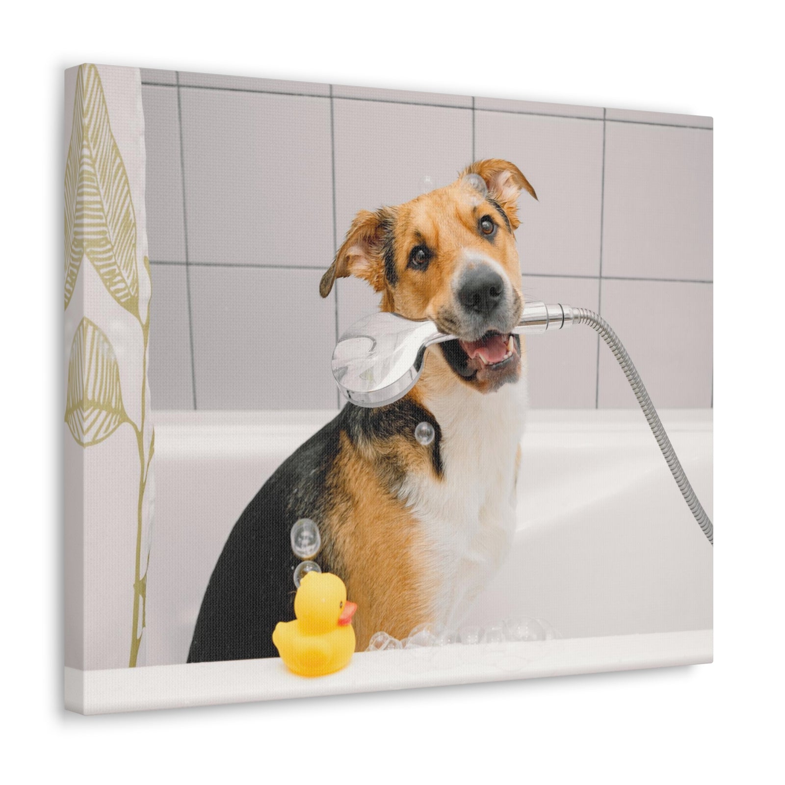 Cute Mongrel Bath Canvas Wall Art for Home Decor Ready-to-Hang-Express Your Love Gifts