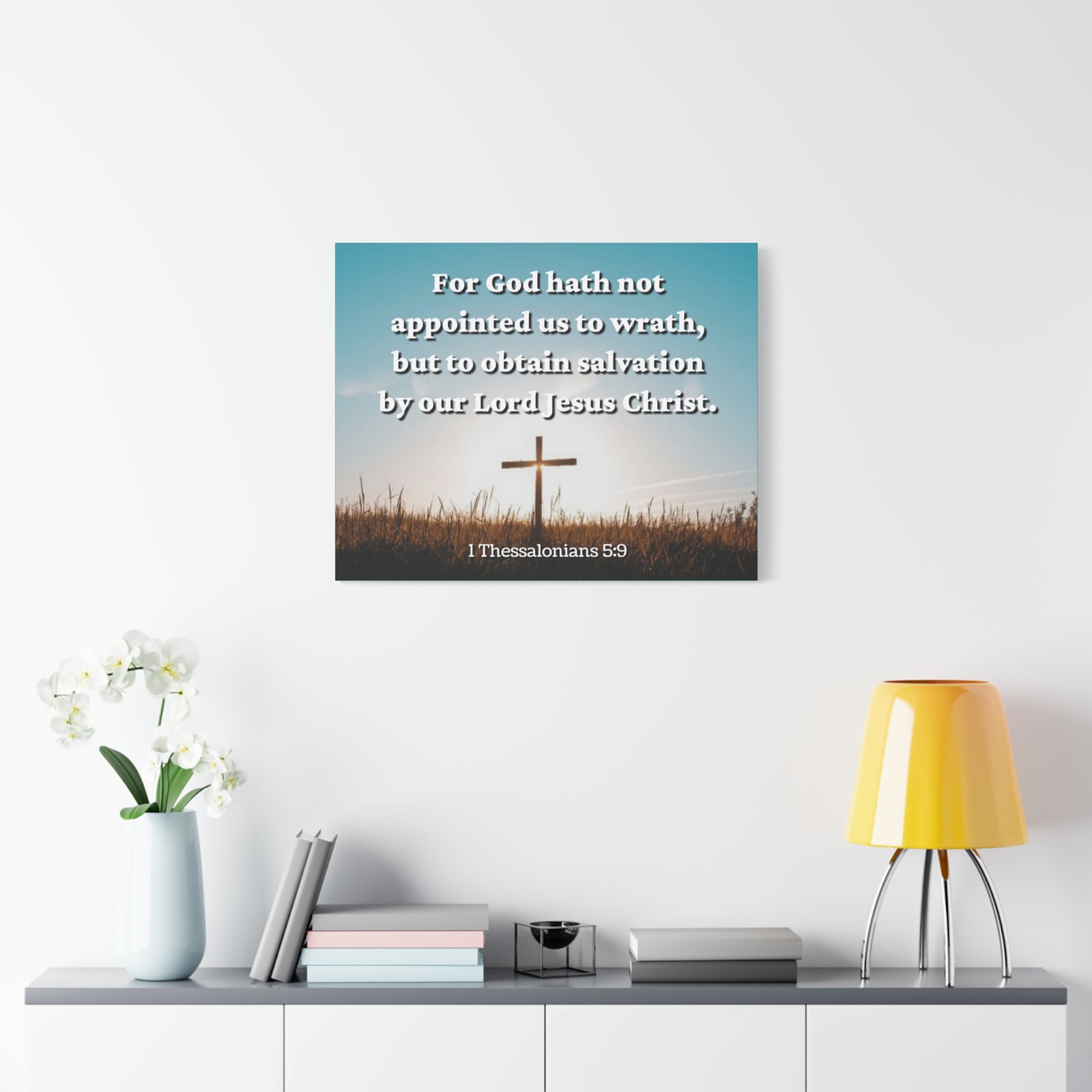 Scripture Canvas To Obtain Salvation 1 Thessalonians 5:9 Christian Wall Art Bible Verse Print Ready to Hang-Express Your Love Gifts