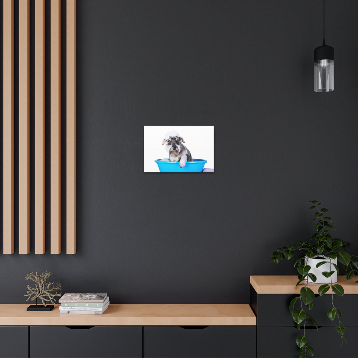 Cute Schnauzer Bath Canvas Wall Art for Home Decor Ready-to-Hang-Express Your Love Gifts