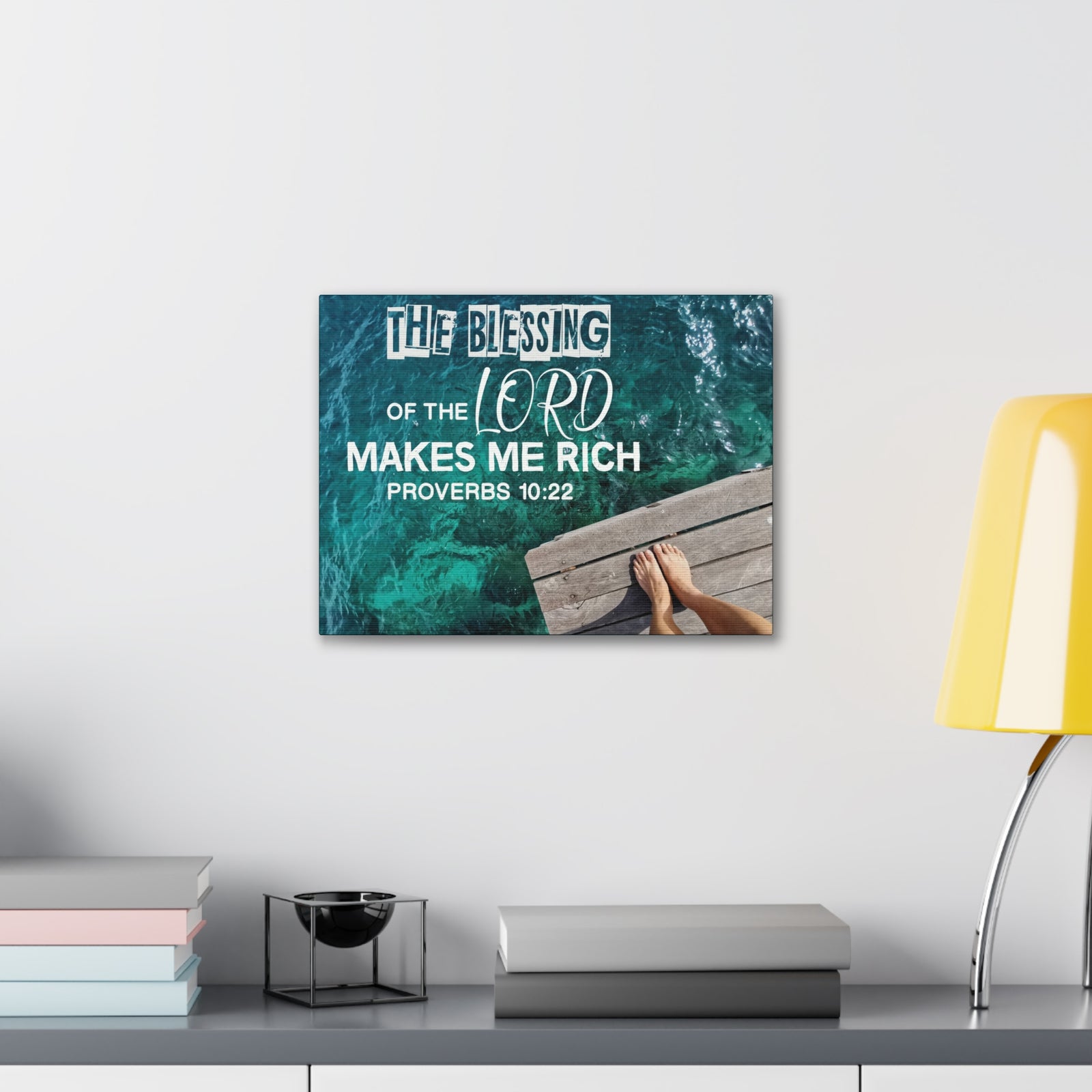 Scripture Canvas The Blessing of The Lord Proverbs 10:22 Wall Art Bible Verse Print Ready to Hang-Express Your Love Gifts