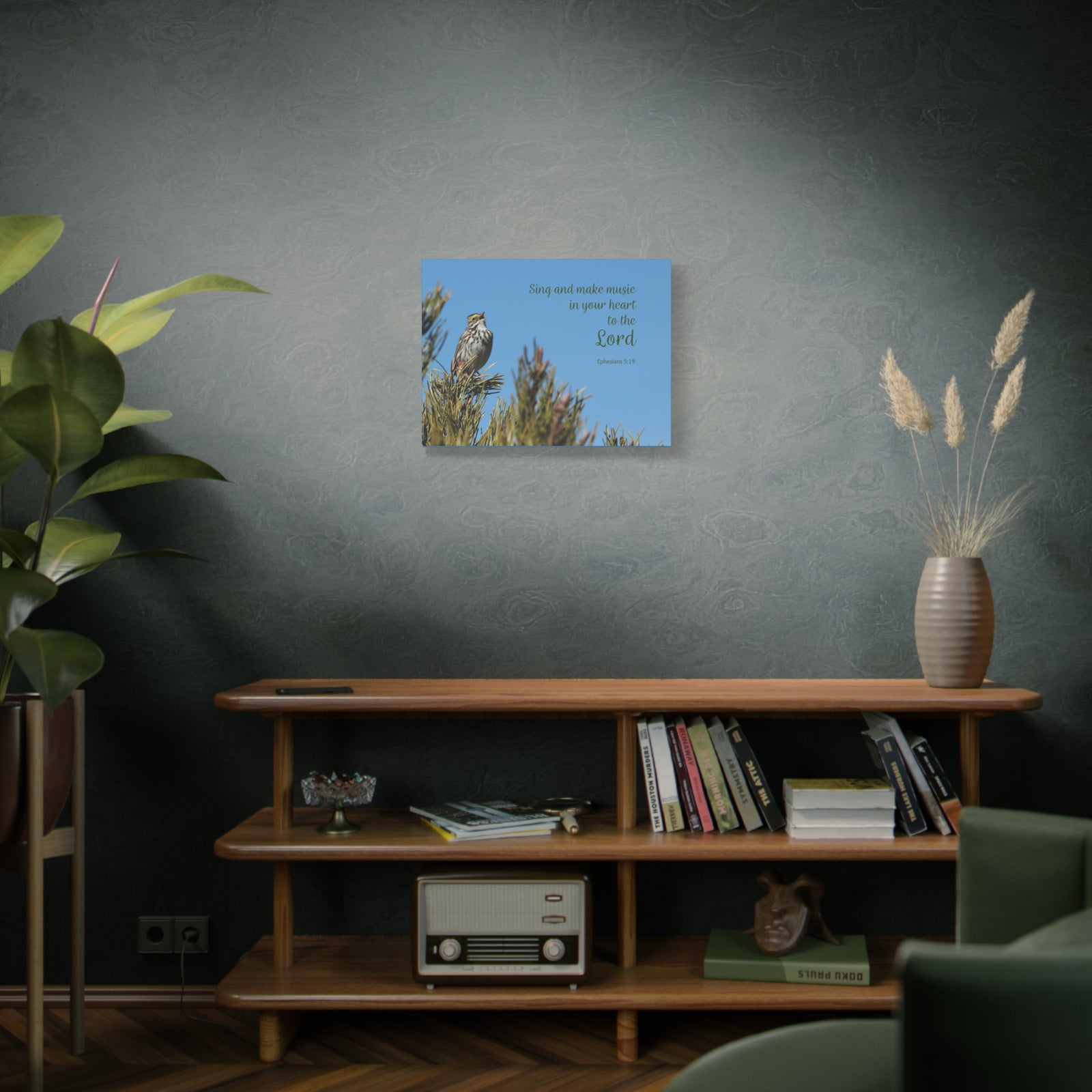 Scripture Canvas In Your Heart Ephesians 5:19 Christian Wall Art Bible Verse Print Ready to Hang-Express Your Love Gifts