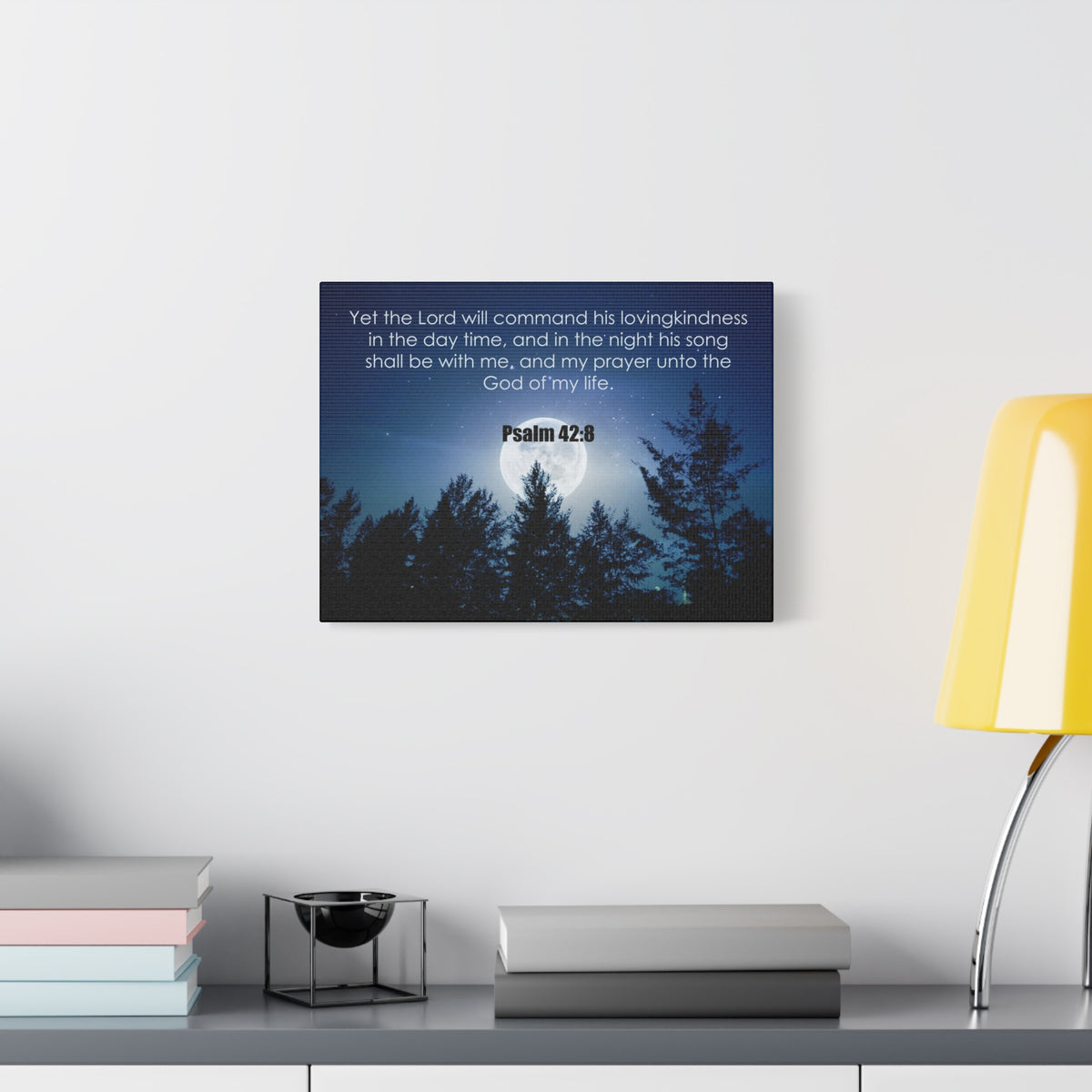 Bible Verse Canvas God of My Life Psalm 42:8 Christian Home Décor Wall Art Scripture Ready to Hang Faith Print-Express Your Love Gifts