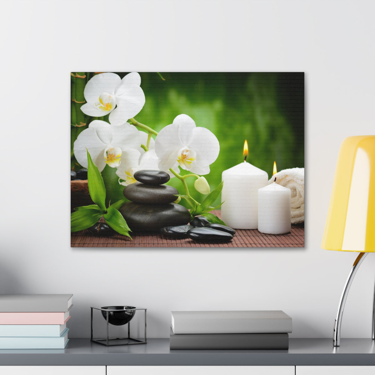 Zen Basalt Stones Forest Floral Nature Photography Canvas Wall Art for Home Decor Ready-to-Hang-Express Your Love Gifts
