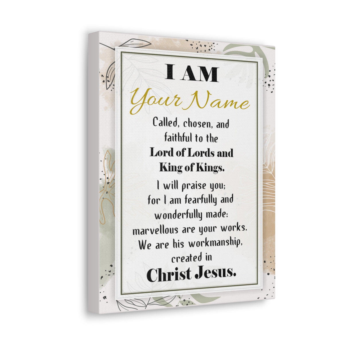 Personalized Called Chosen in Christ's Workmanship Bible Chapter Canvas Christian Wall Art Ready to Hang-Express Your Love Gifts