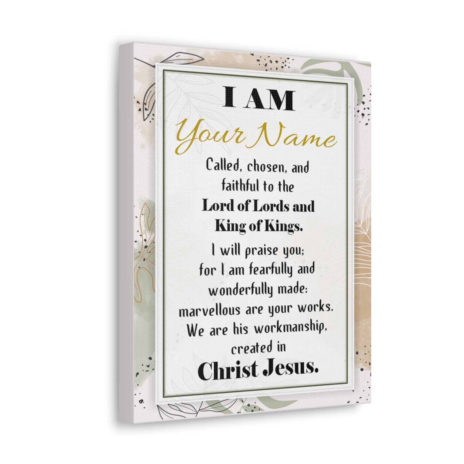 Personalized Called Chosen in Christ's Workmanship Bible Chapter Canvas Christian Wall Art Ready to Hang-Express Your Love Gifts