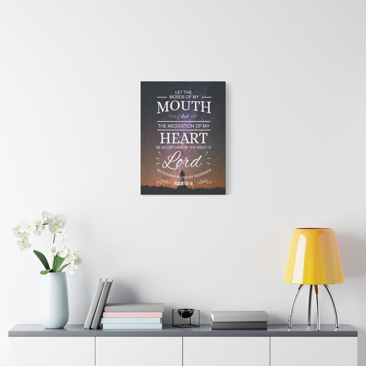 Scripture Canvas My Strength and Redeemer Psalm 19:14 Christian Wall Art Bible Verse Print Ready to Hang-Express Your Love Gifts