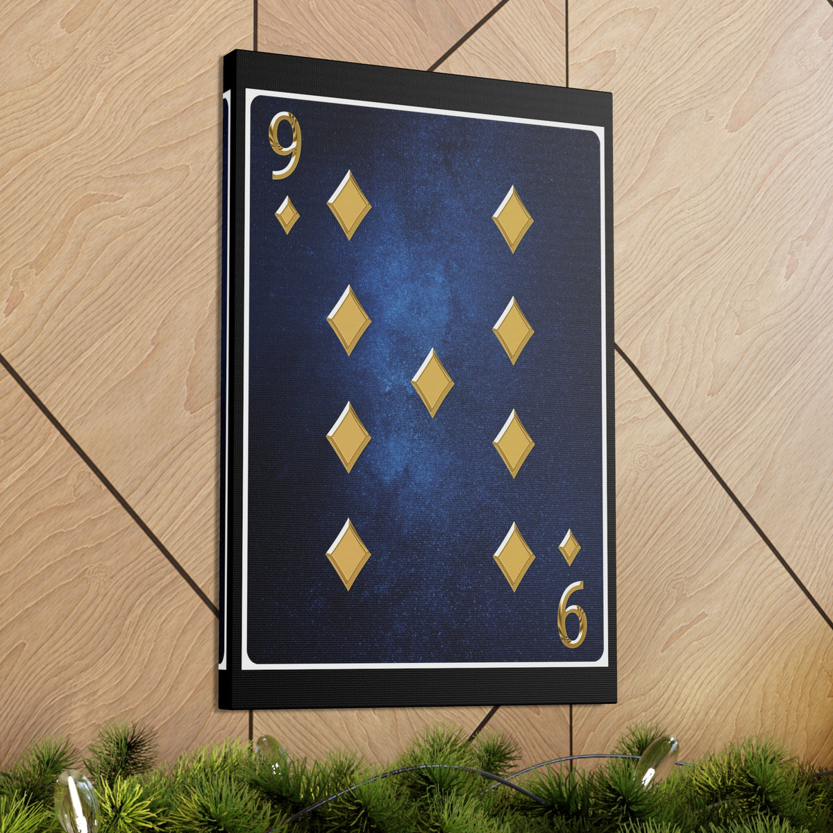 Nine Of Diamonds Space Background Playing Card Canvas Wall Art for Home Decor Ready-to-Hang-Express Your Love Gifts
