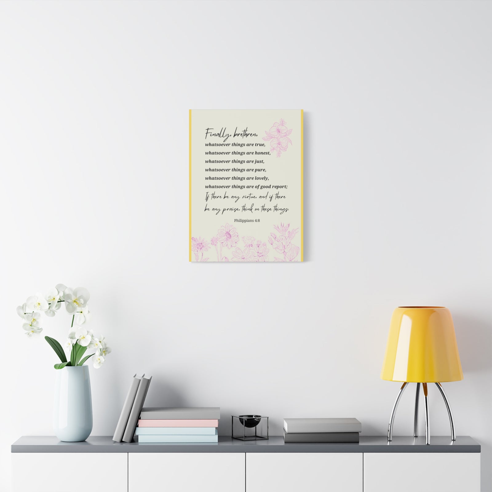 Scripture Canvas Whatsoever Things Are Philippians 4:8 Christian Wall Art Bible Verse Print Ready to Hang-Express Your Love Gifts