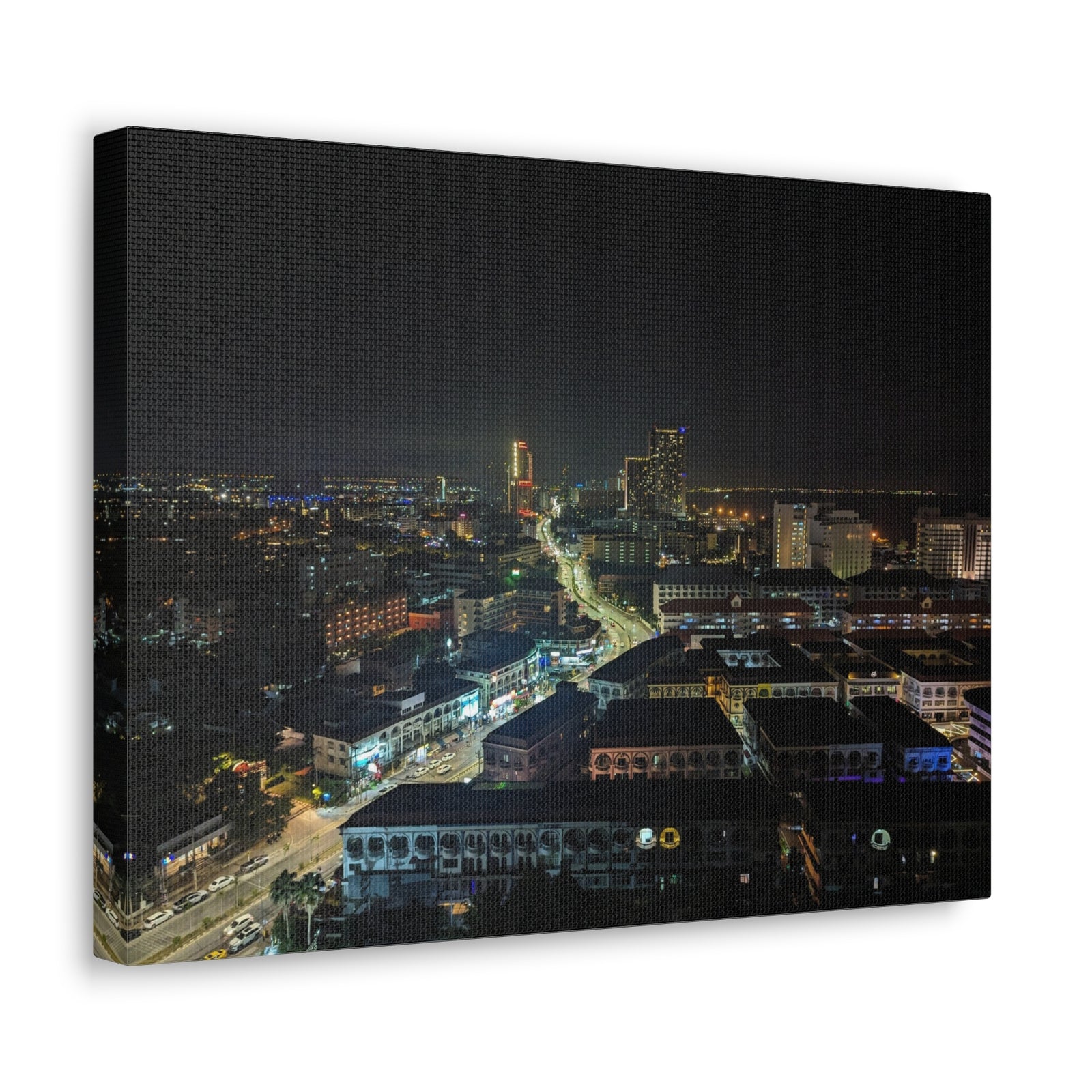Pattaya Night View Canvas Artwork Breathtaking Thai City for Home Decor Ready to Hang-Express Your Love Gifts