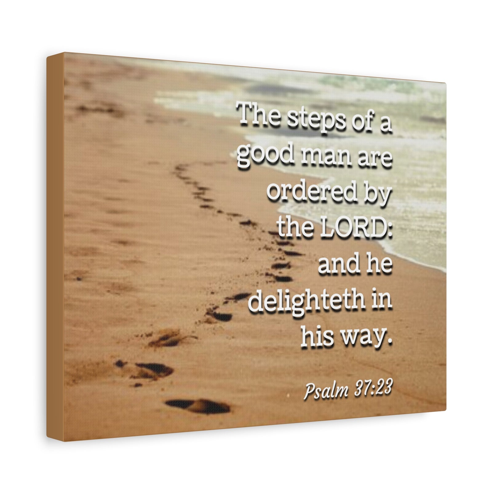 Scripture Canvas The Steps Psalm 37:23 Christian Wall Art Bible Verse Print Ready to Hang-Express Your Love Gifts