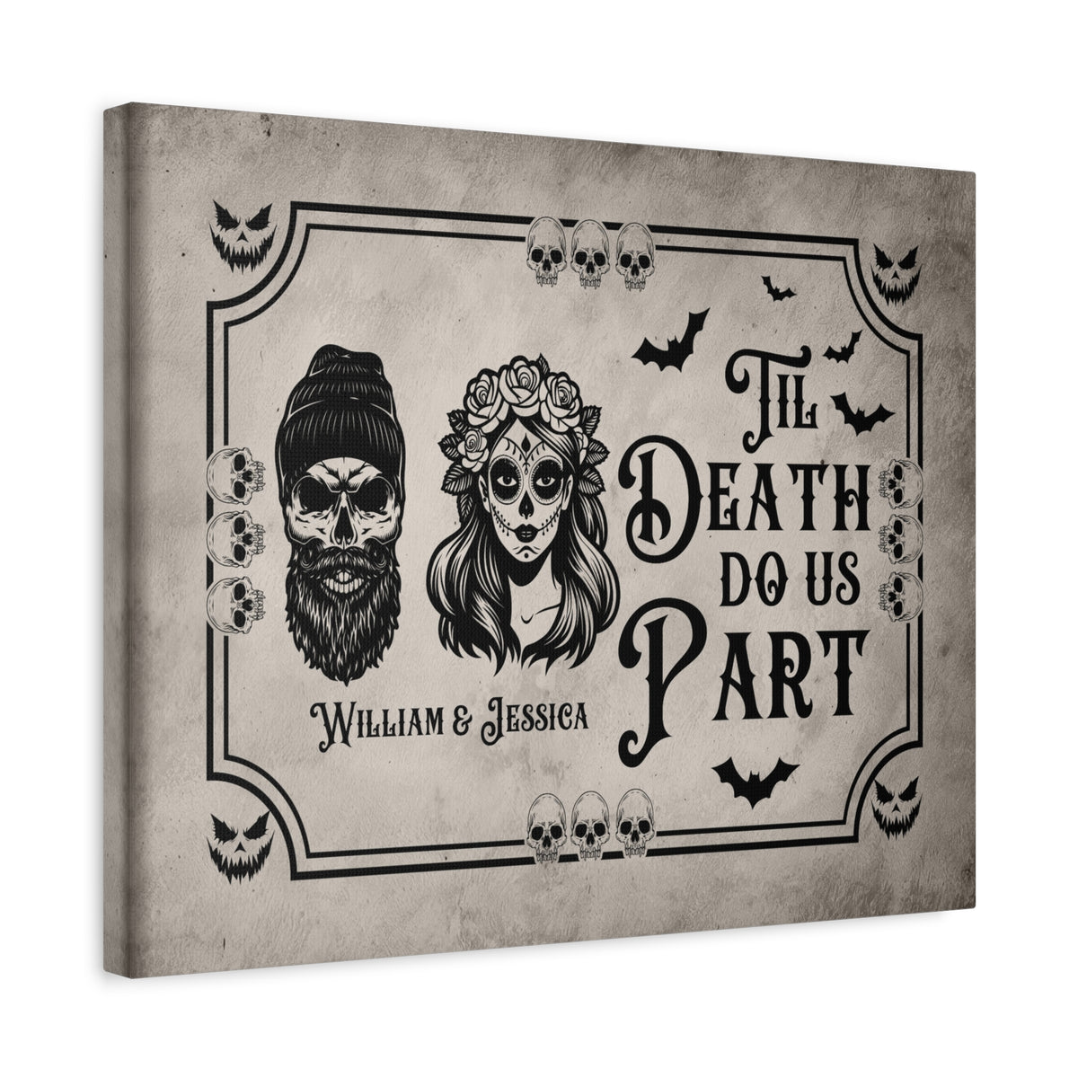 Personalized Till Death Do Us Part Canvas – Gothic Wedding Wall Art-Express Your Love Gifts