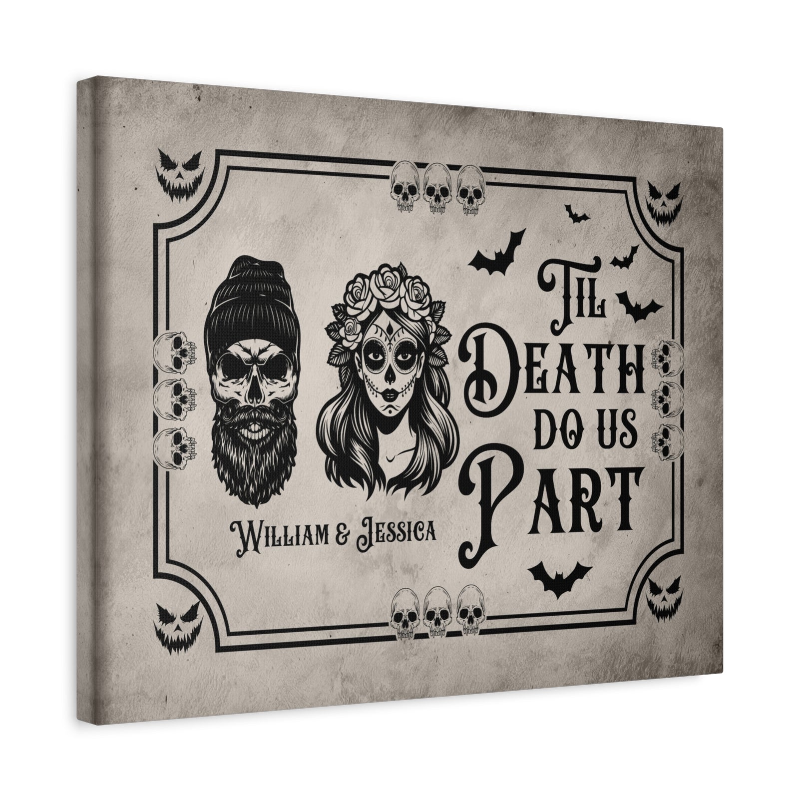 Personalized Till Death Do Us Part Canvas – Gothic Wedding Wall Art-Express Your Love Gifts