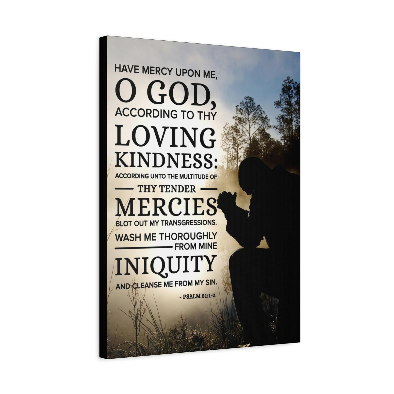 Scripture Canvas Have Mercy Upon Me Psalm 51:12 Christian Wall Art Bible Verse Print Ready to Hang-Express Your Love Gifts