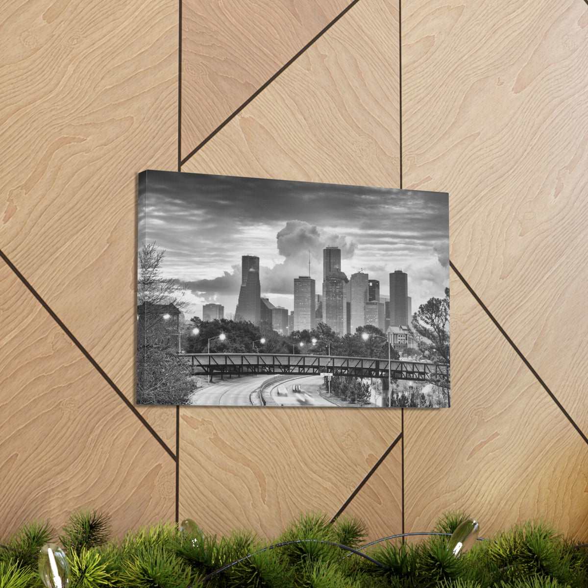 Houston Black And White Skyline Canvas Artwork High-Quality Breathtaking Stunning Cityscape for Home Decor Ready to Hang-Express Your Love Gifts