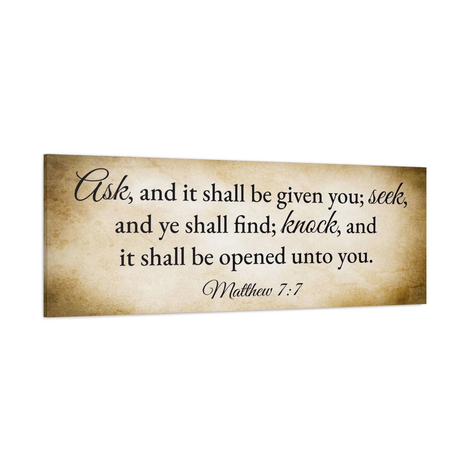 Scripture Walls Matthew 7:7 Gold Bible Verse Canvas Christian Wall Art Ready to Hang Unframed-Express Your Love Gifts