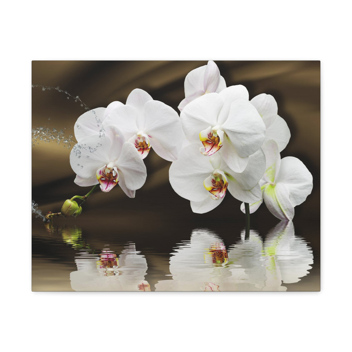Orchids Reflected in Water Flower Canvas Wall Art for Home Decor Ready-to-Hang-Express Your Love Gifts