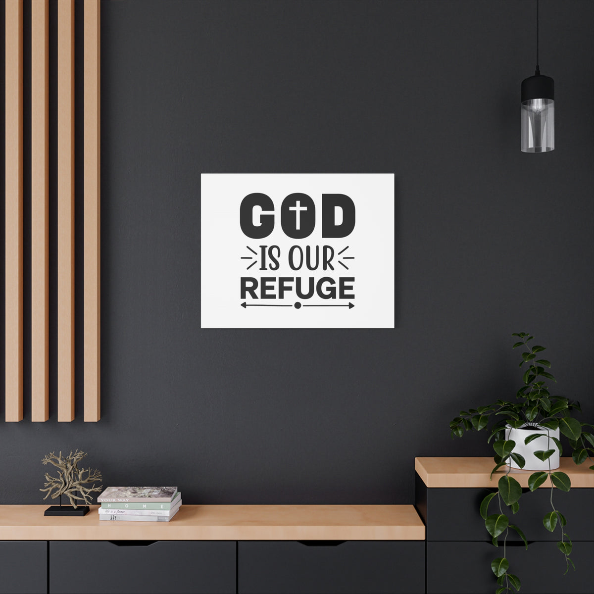 Scripture Canvas God Is Our Refuge Psalm 46:1 Christian Wall Art Bible Verse Print Ready to Hang-Express Your Love Gifts
