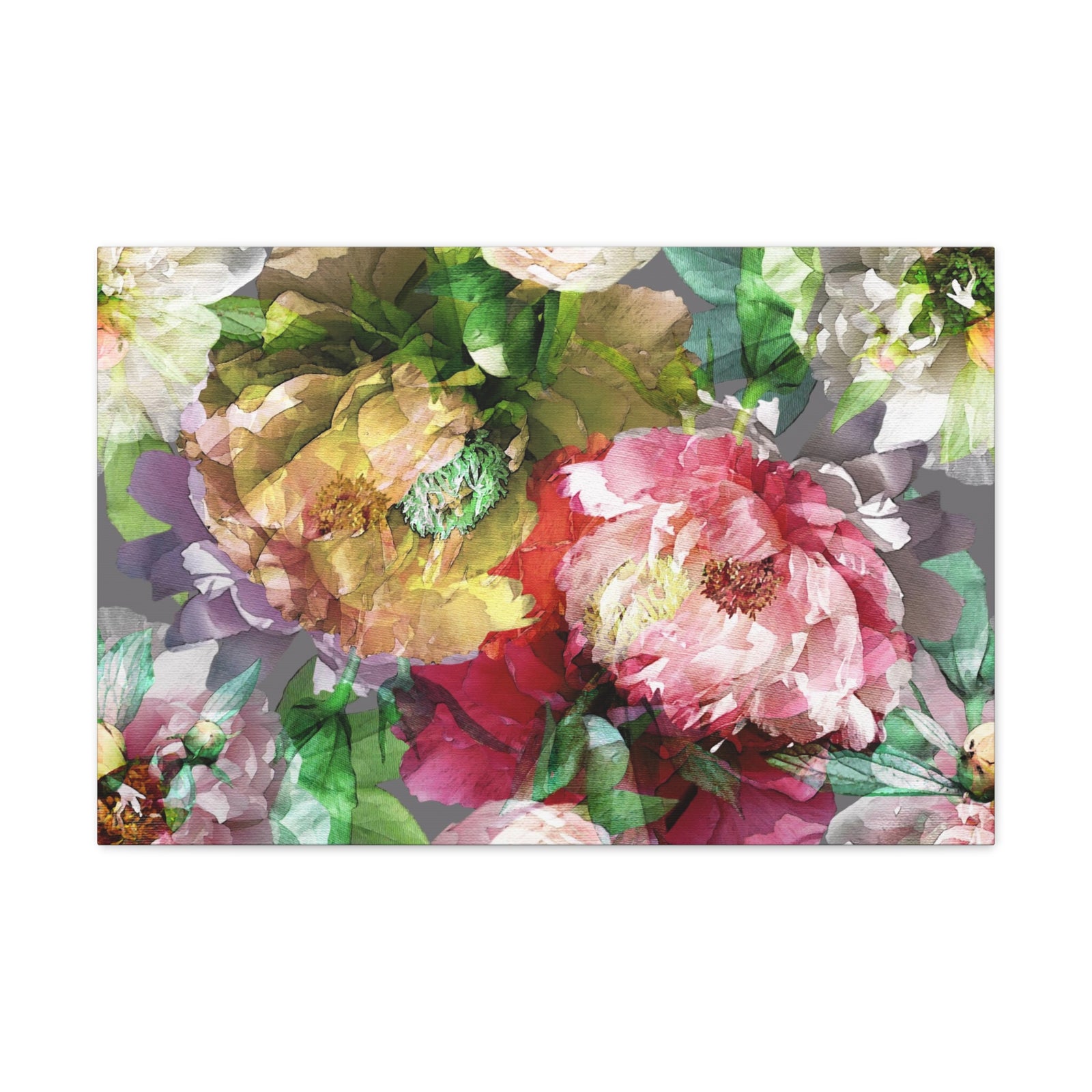 Vintage Art Colorful Watercolor Flower Canvas Wall Art for Home Decor Ready-to-Hang-Express Your Love Gifts