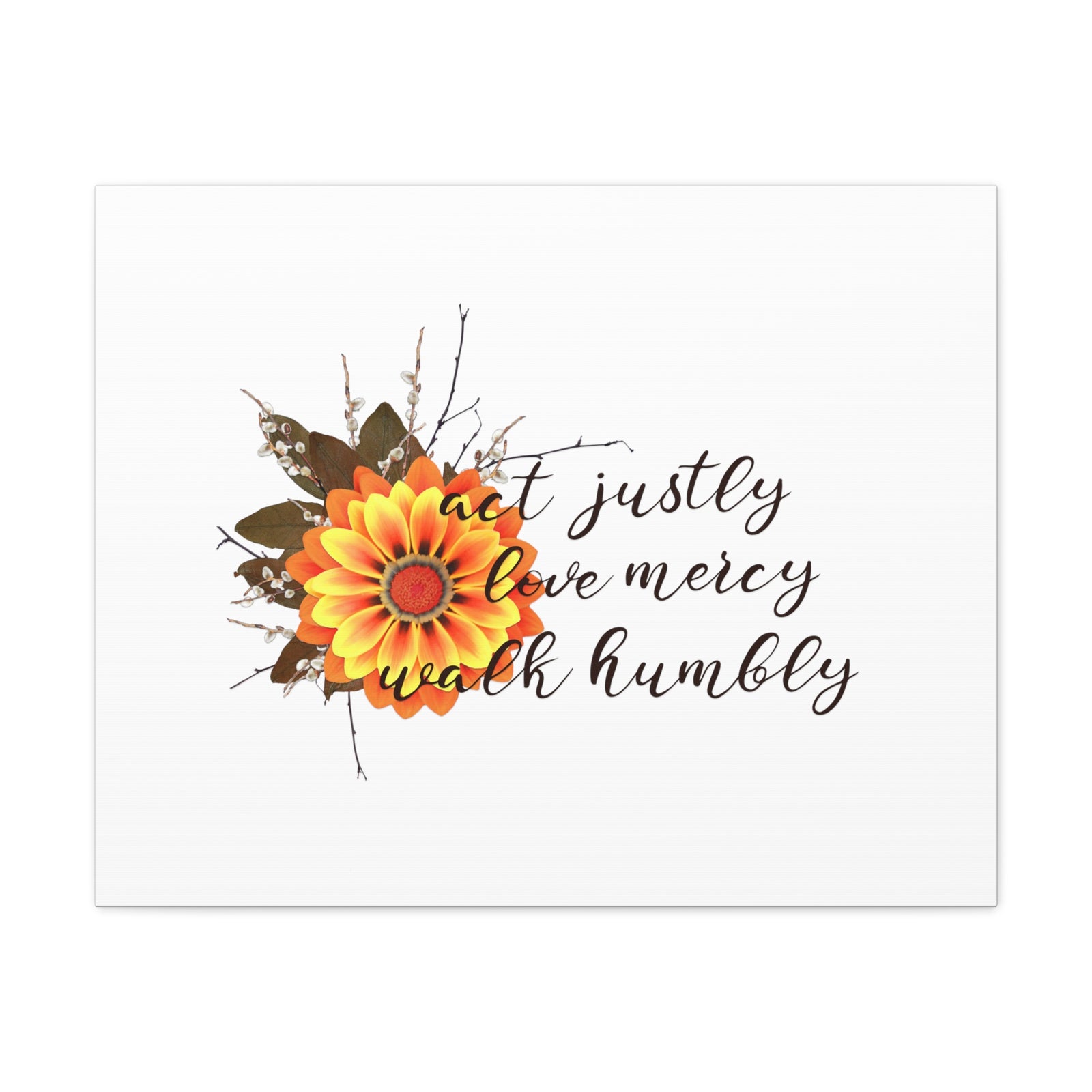 Scripture Walls Micah 6:8 Act Justly Sunflower Bible Verse Canvas Christian Wall Art Ready to Hang Unframed-Express Your Love Gifts