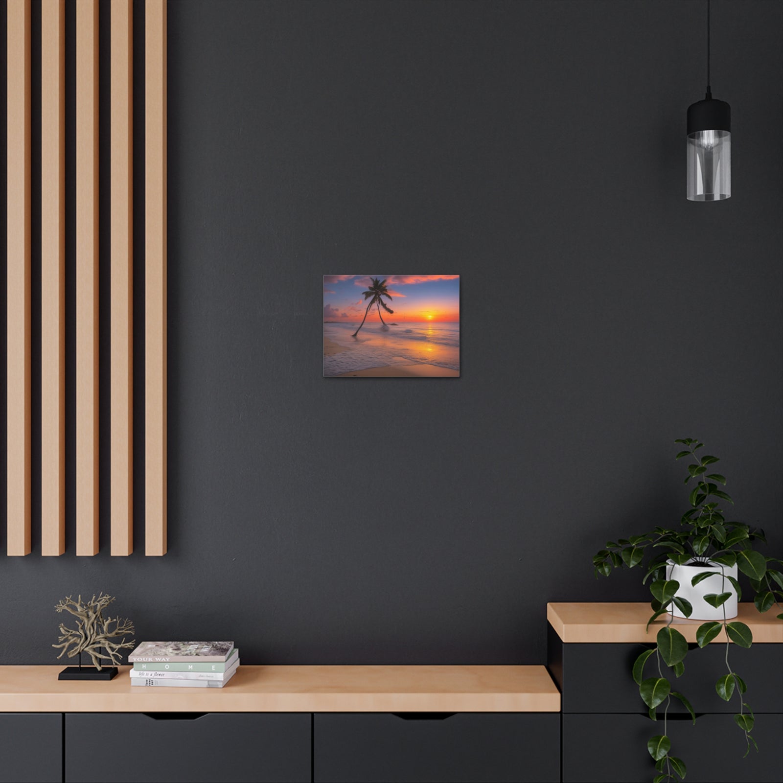 Sunset Beach With Palm Trees Ocean Canvas Wall Art for Home Decor Ready-to-Hang-Express Your Love Gifts