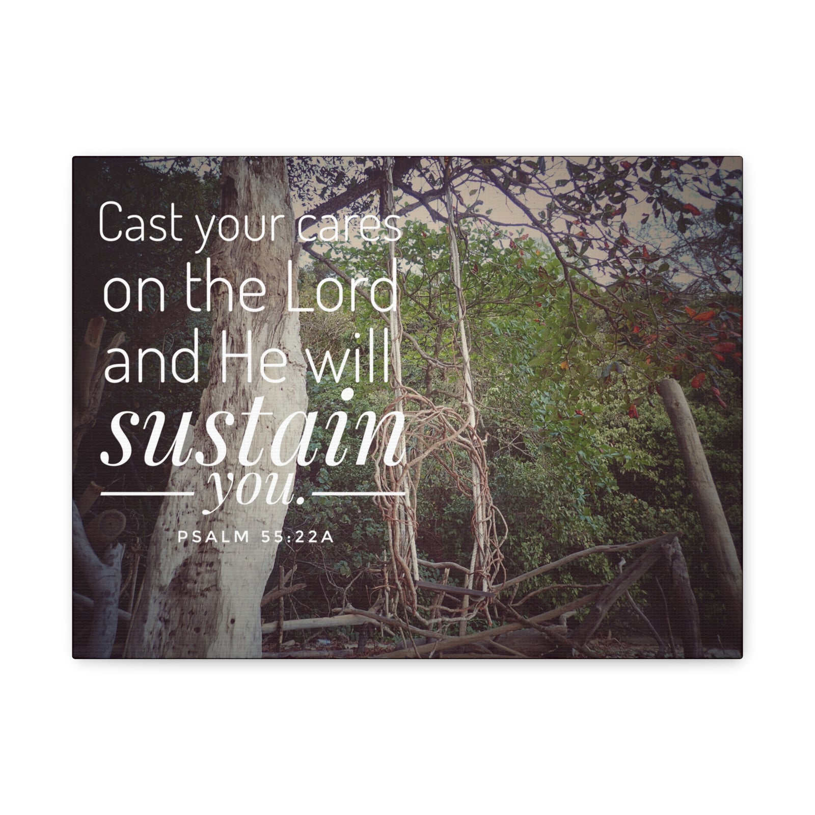 Scripture Walls He Will Sustain You Psalm 55:22 Bible Verse Canvas Christian Wall Art Ready to Hang-Express Your Love Gifts