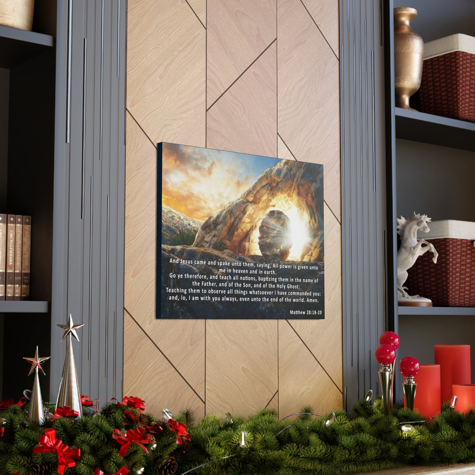 Scripture Walls Matthew 28:18-20 KJV Bible Verse Canvas Christian Wall Art Ready to Hang Unframed-Express Your Love Gifts