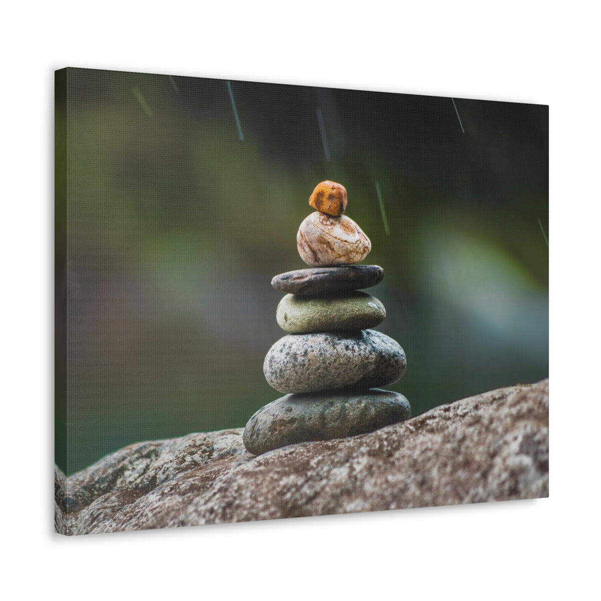 Rocks in Peaceful Rainforest Forest Floral Nature Photography Canvas Wall Art for Home Decor Ready-to-Hang-Express Your Love Gifts