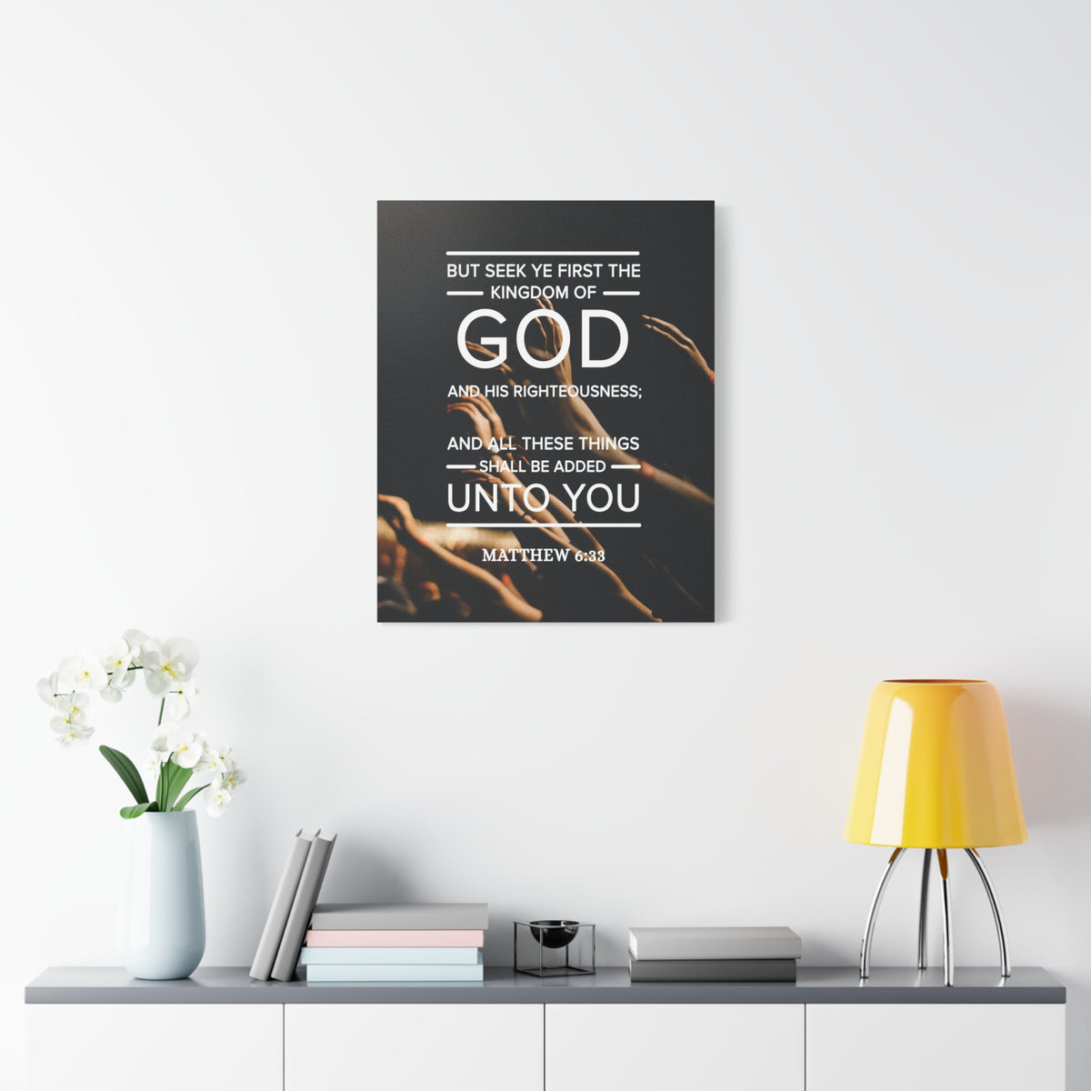 Scripture Canvas Kingdom of God Matthew 6:33 Christian Wall Art Bible Verse Print Ready to Hang-Express Your Love Gifts
