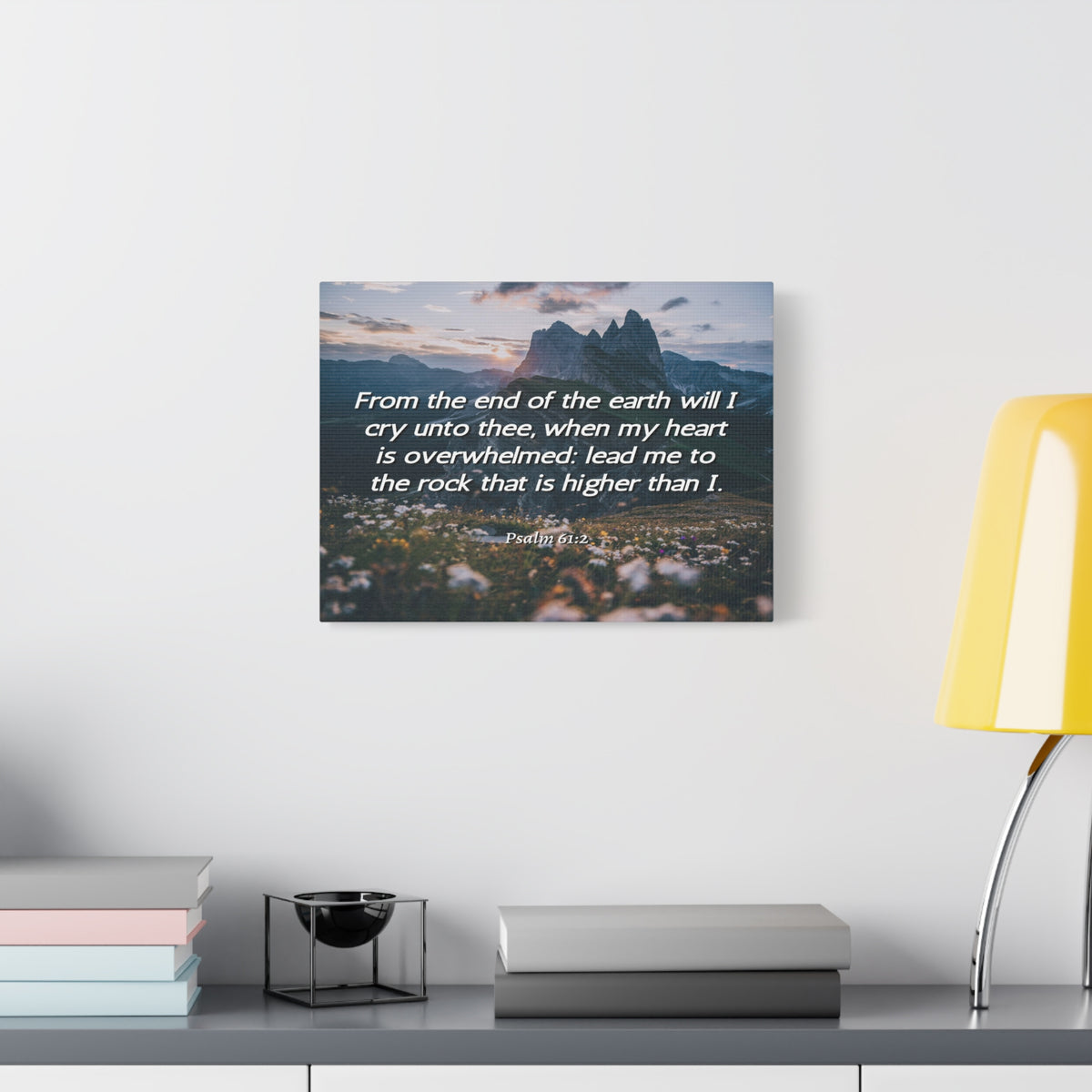 Scripture Canvas Heart Is Overwhelmed Psalms 61:2 Christian Wall Art Bible Verse Print Ready to Hang-Express Your Love Gifts