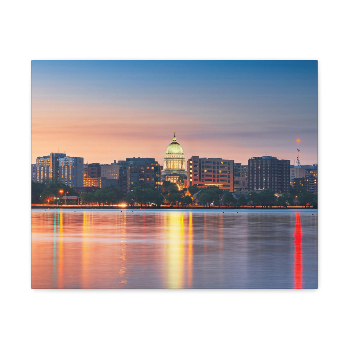 Madison Night Skyline Canvas Artwork High-Quality Breathtaking Stunning Cityscape for Home Decor Ready to Hang-Express Your Love Gifts