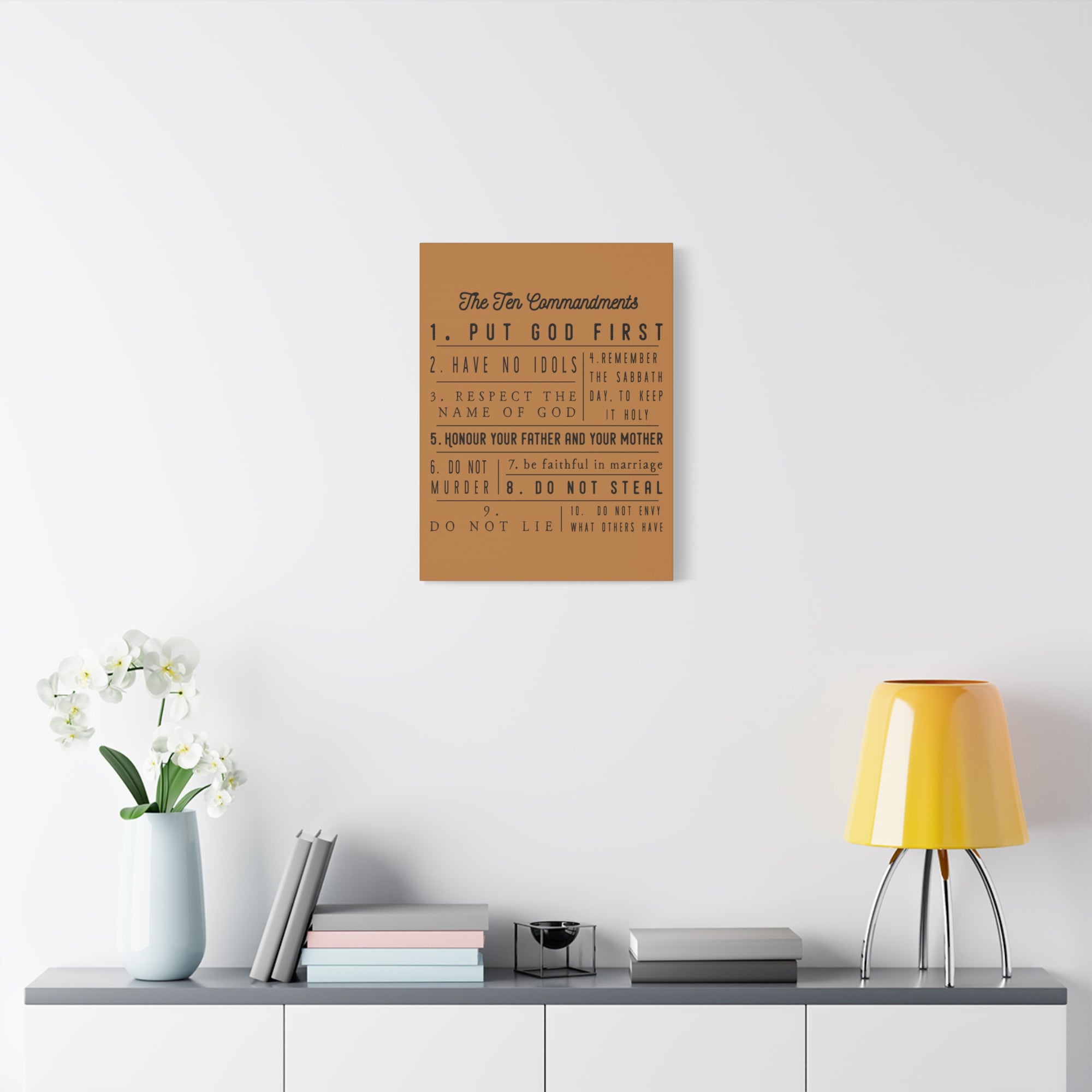 Scripture Canvas Ten Commandments Exodus 20:2–17 Christian Wall Art Print Ready to Hang-Express Your Love Gifts