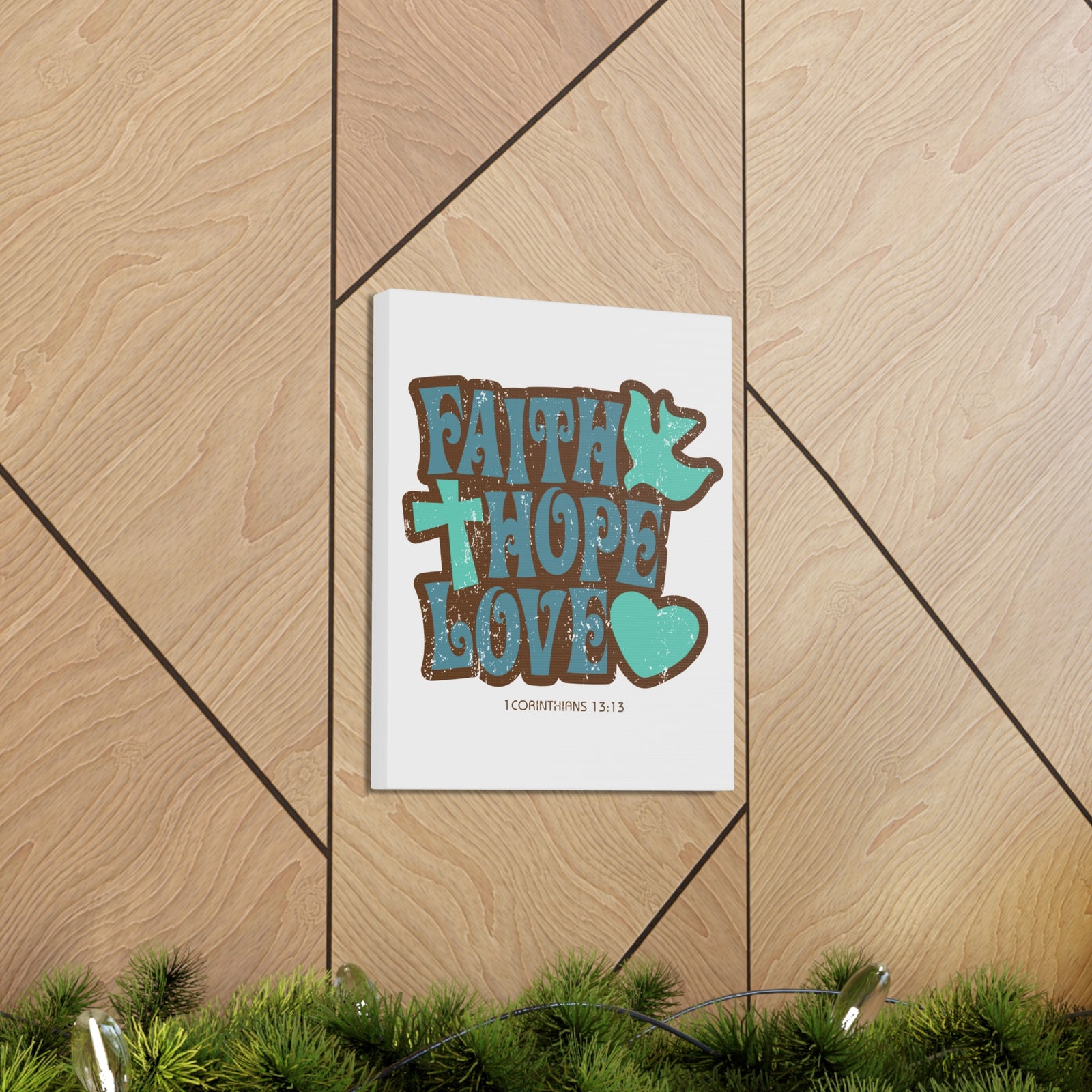 Scripture Walls Faith Hope Love 1 Corinthians 13:13 Bible Verse Canvas Christian Wall Art Ready To Hang-Express Your Love Gifts