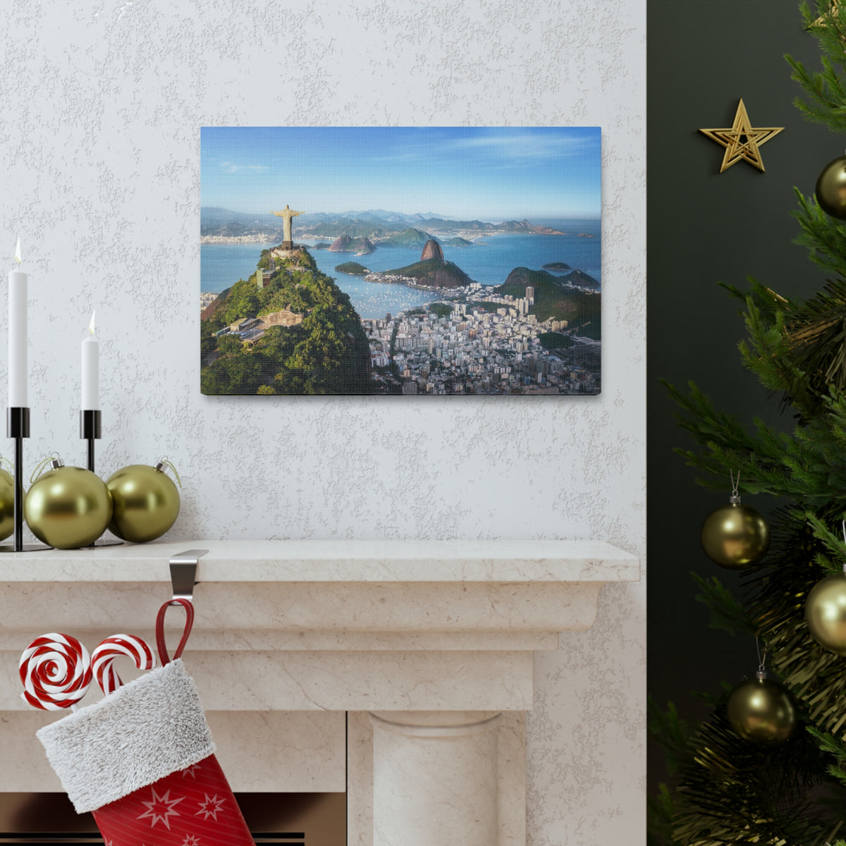 Rio de Janeiro Daytime Skyline Canvas Artwork High-Quality Breathtaking Stunning Cityscape for Home Decor Ready to Hang-Express Your Love Gifts