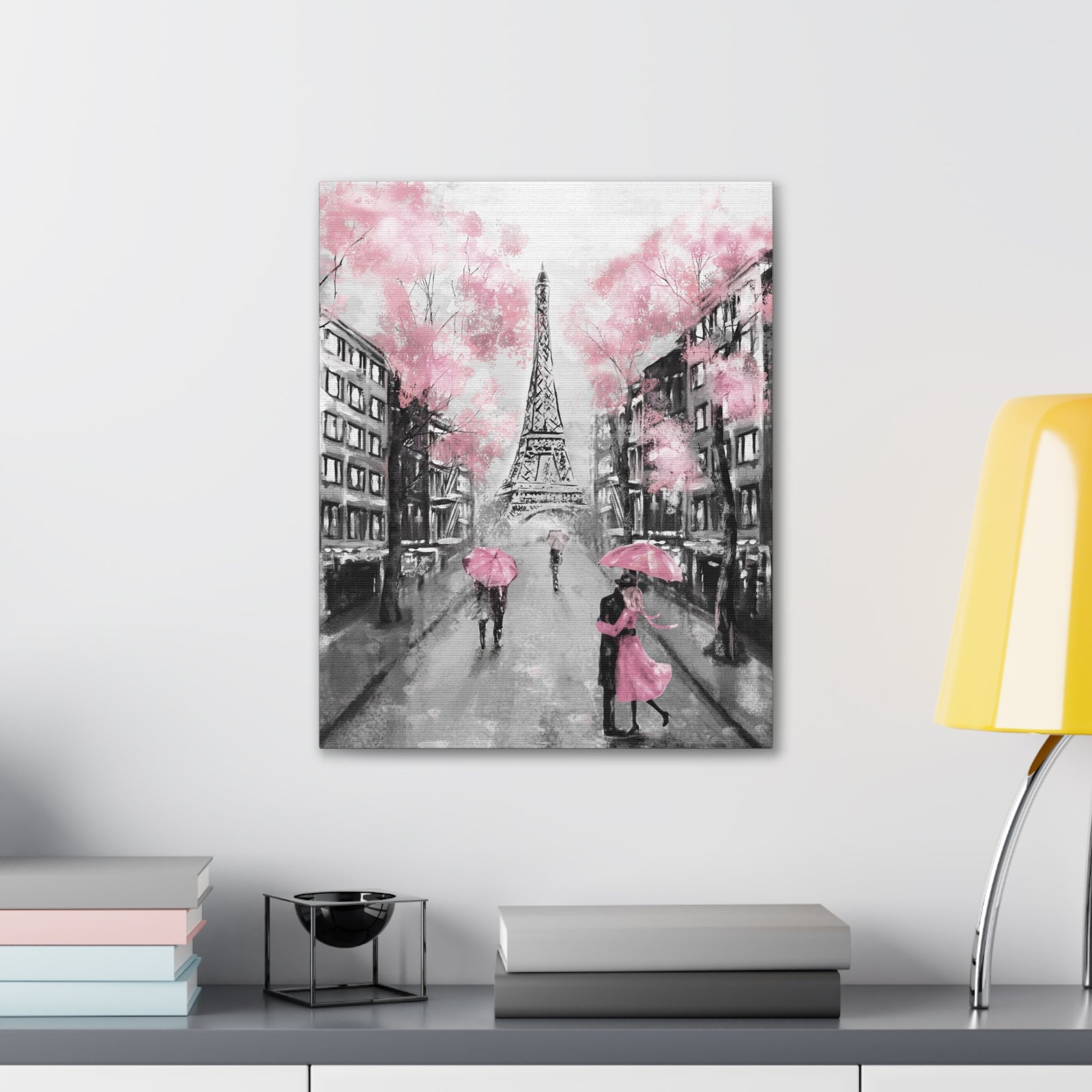 Kiss In Paris Eiffel Tower France Canvas Artwork High-Quality Breathtaking French City for Home Decor Ready to Hang-Express Your Love Gifts