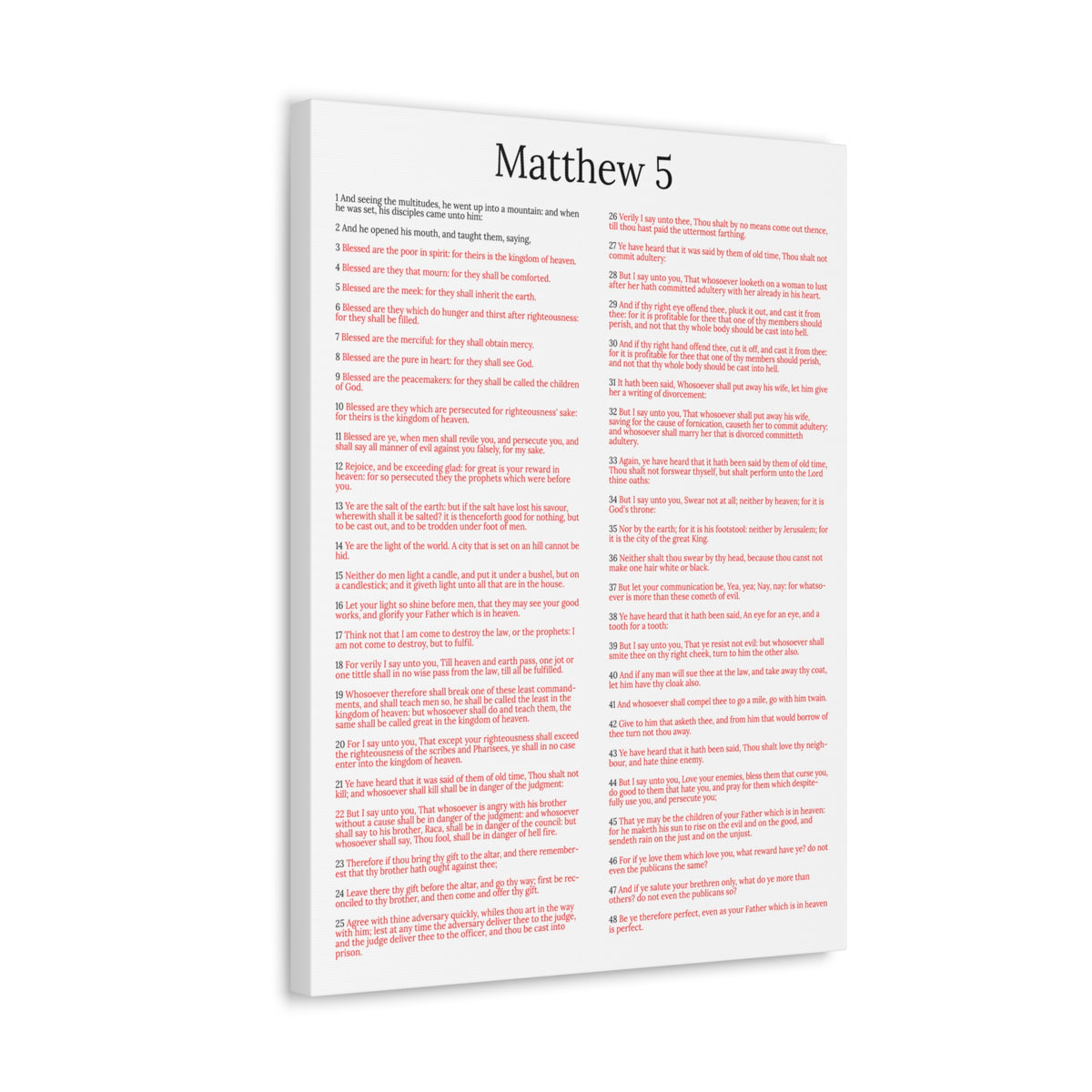 Scripture Walls Sermon on the Mount Matthew 5 White Christian Wall Art Print Ready to Hang Unframed-Express Your Love Gifts