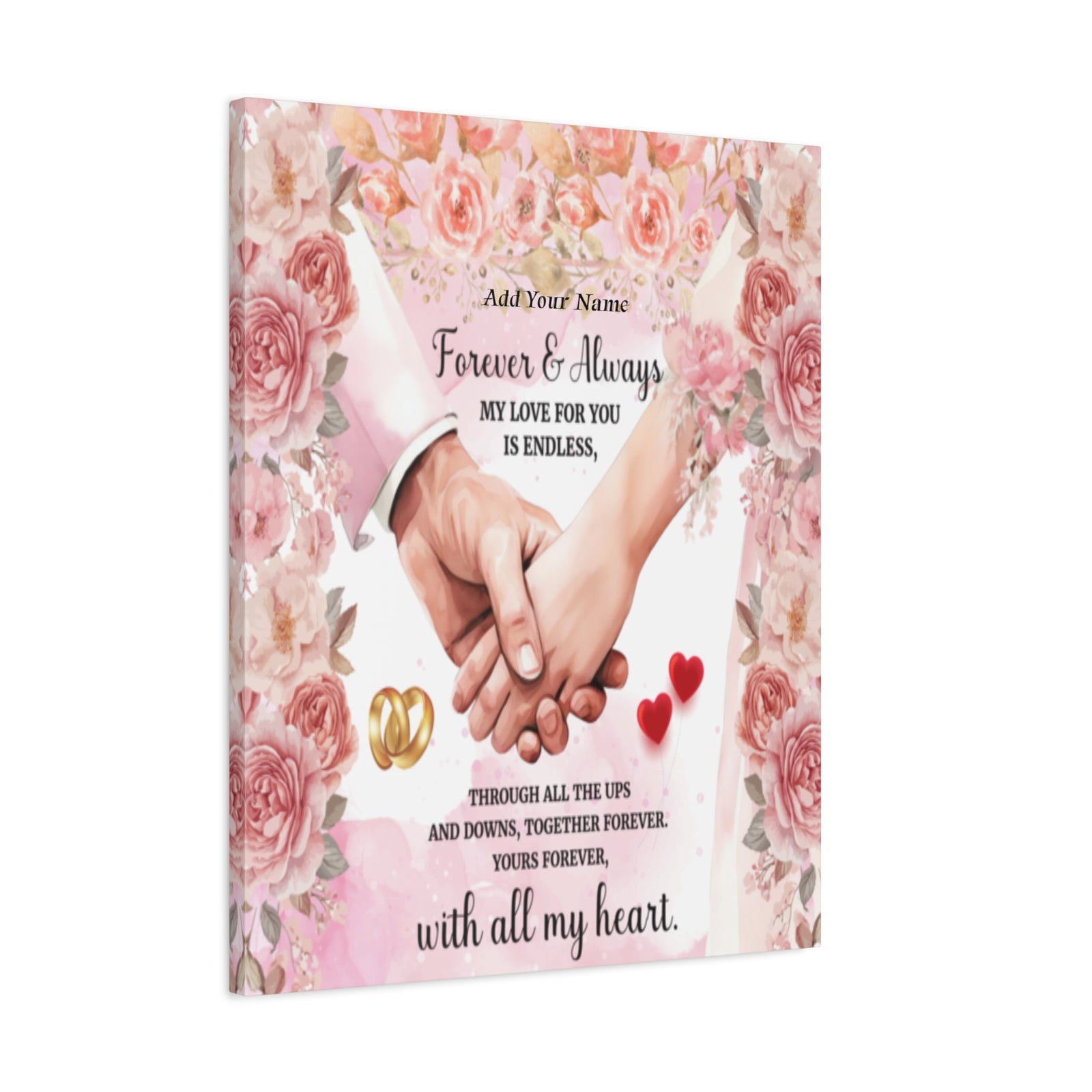 Personalized To My Wife Forever & Always Floral Canvas Wall Art – Romantic Wedding & Anniversary Gift-Express Your Love Gifts