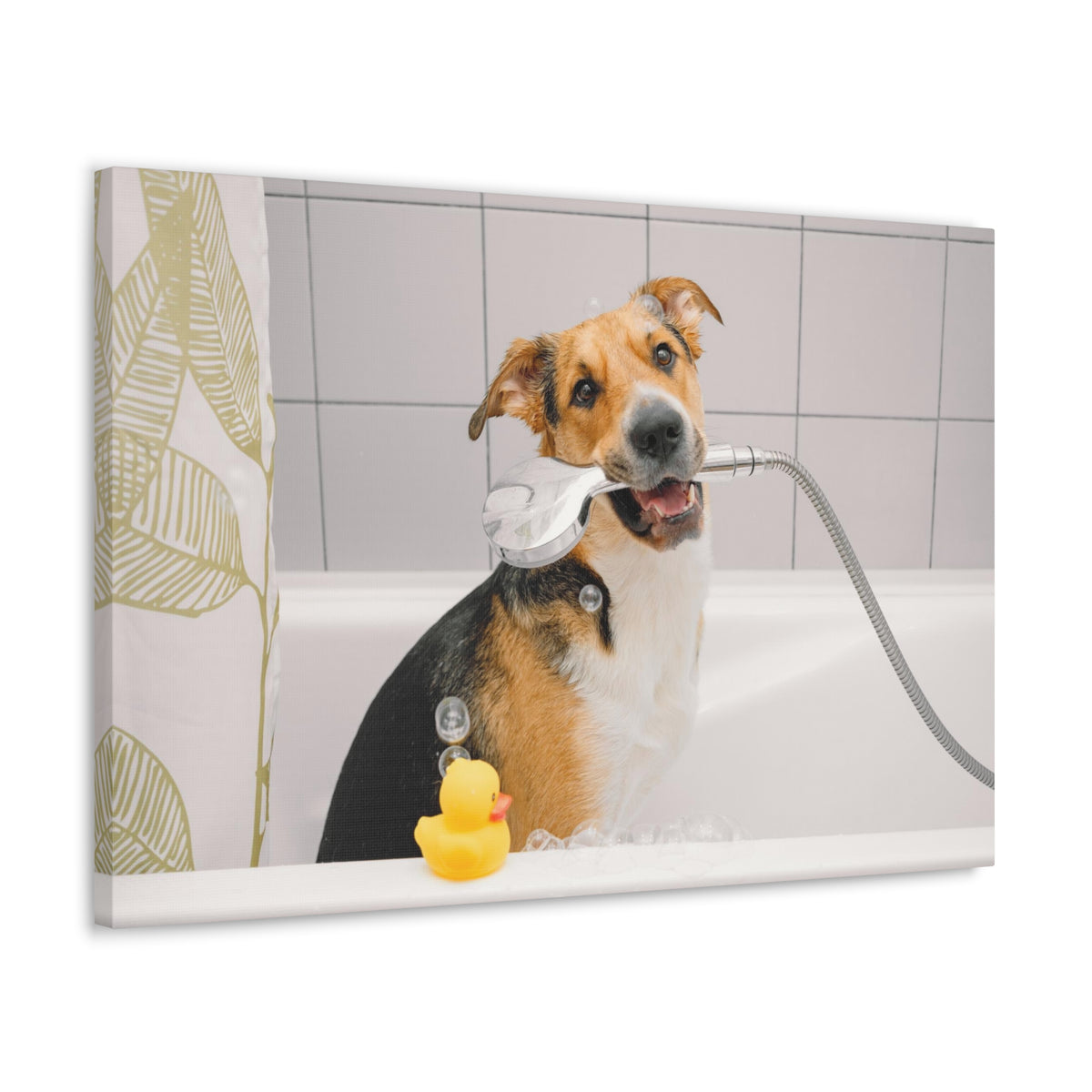 Cute Mongrel Bath Canvas Wall Art for Home Decor Ready-to-Hang-Express Your Love Gifts