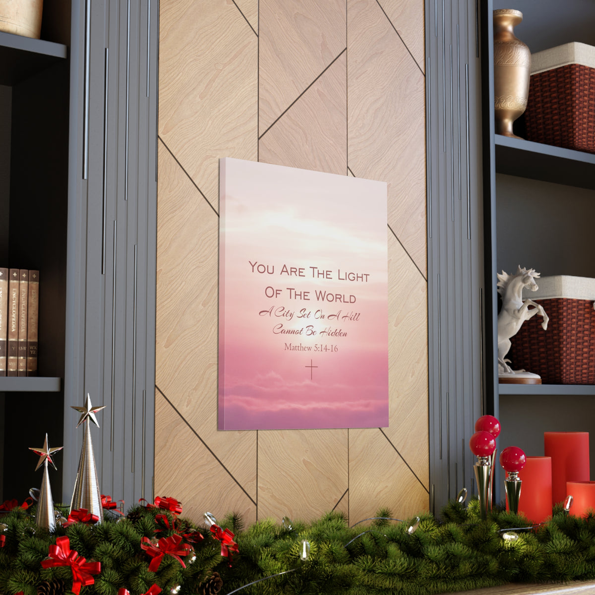 Scripture Canvas Light Of The World Matthew 5:14-16 Christian Wall Art Bible Verse Print Ready to Hang-Express Your Love Gifts
