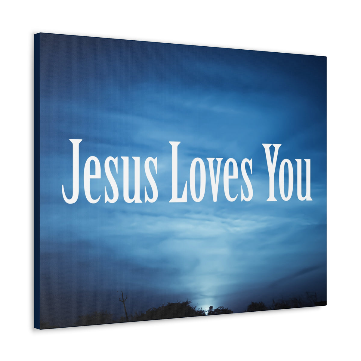 Scripture Canvas Jesus Loves You John 3:16 Dark Blue Sky Christian Wall Art Bible Verse Print Ready to Hang-Express Your Love Gifts