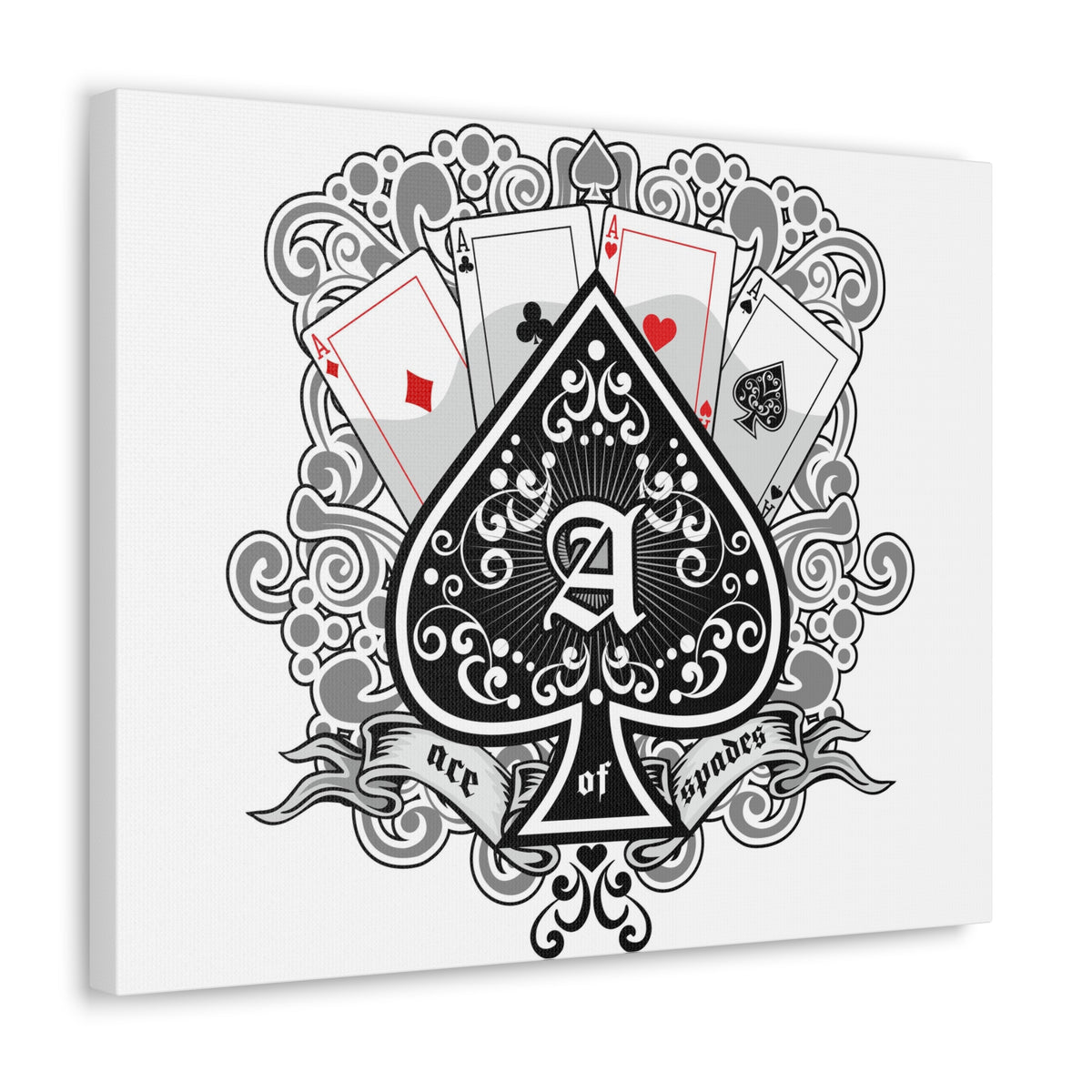 Gothic Coat Of Arms Ace Of Spades Playing Card Canvas Wall Art for Home Decor Ready-to-Hang-Express Your Love Gifts