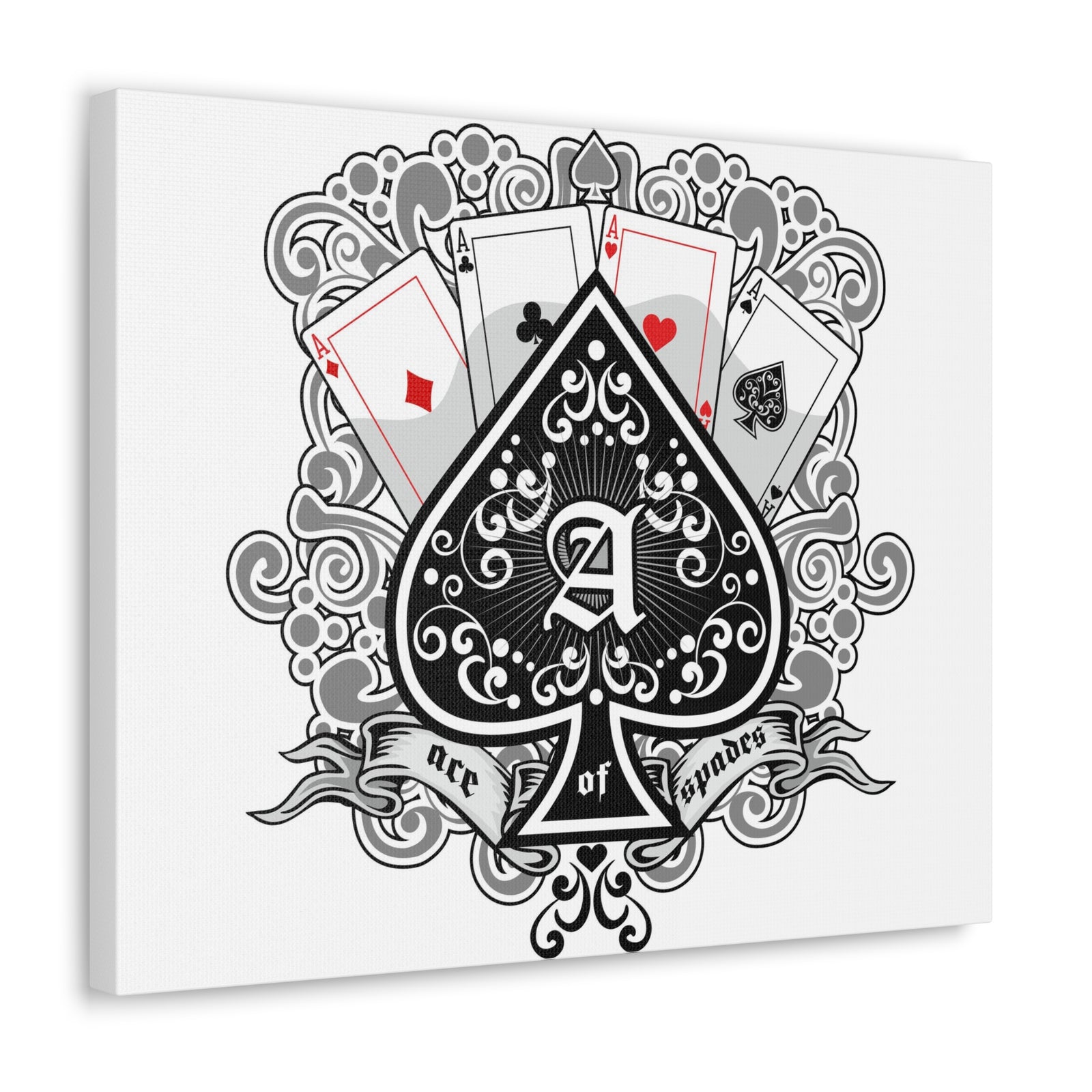 Gothic Coat Of Arms Ace Of Spades Playing Card Canvas Wall Art for Home Decor Ready-to-Hang-Express Your Love Gifts